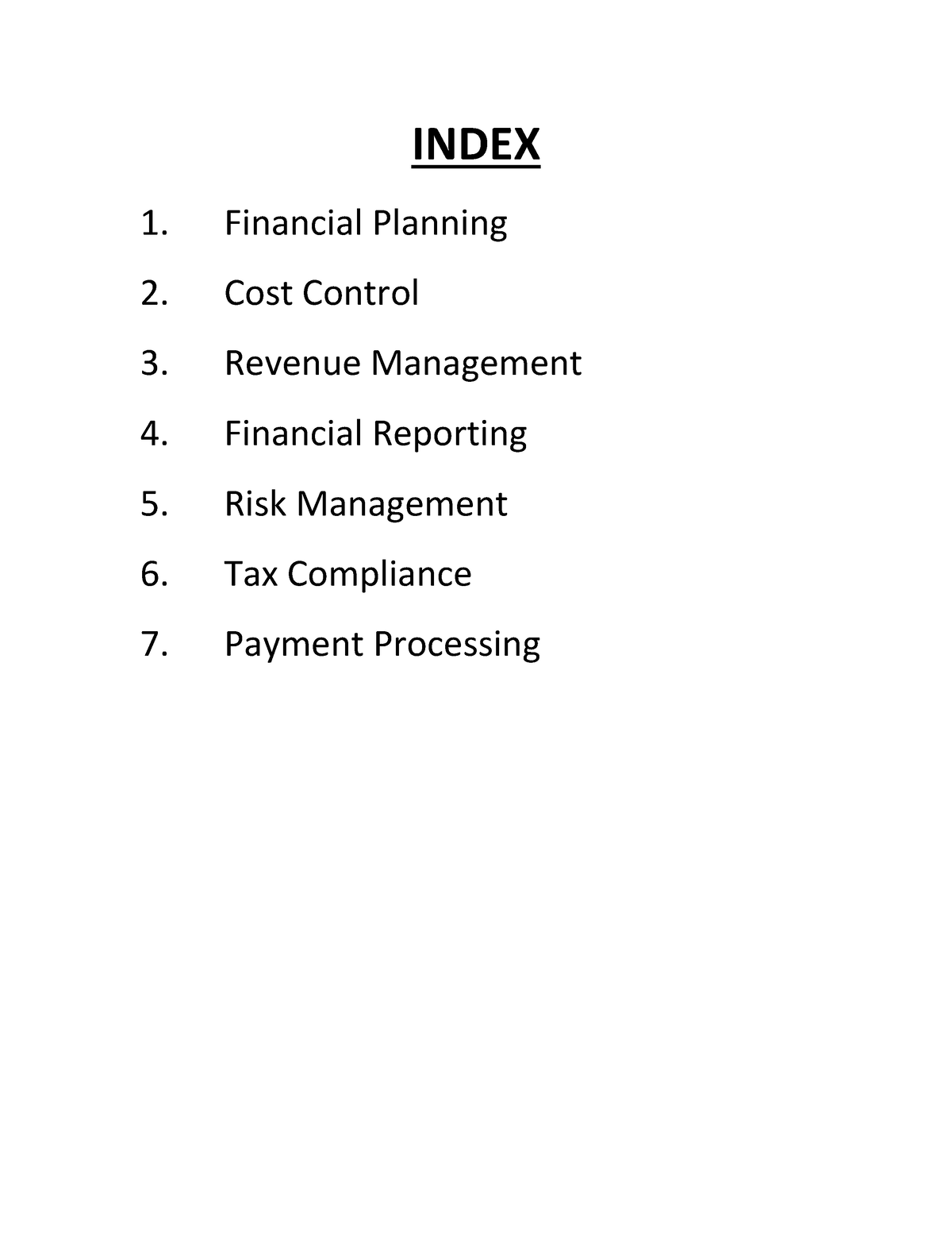 Event COST Accounting AND Finance Management 5end INDEX 1. Financial