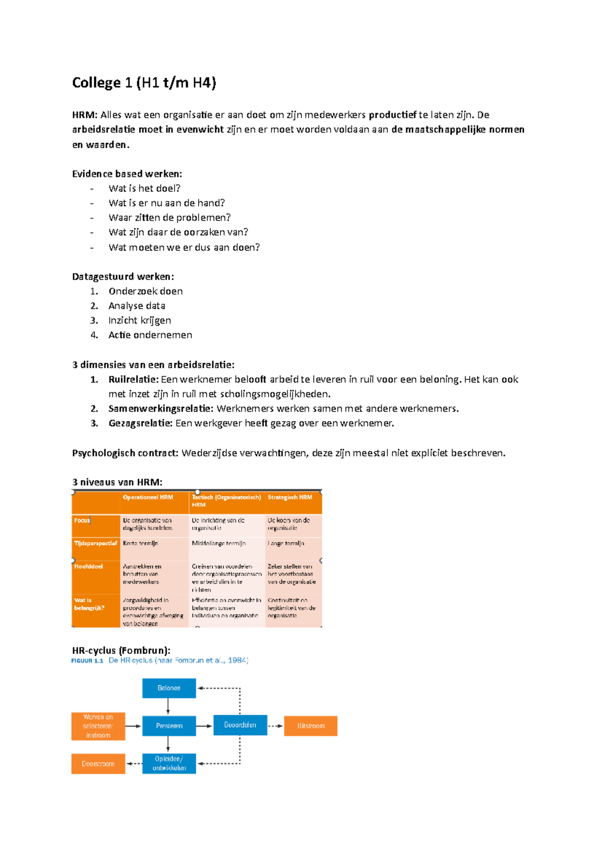 Samenvatting Strategische HRM - College 1 (H1 T/m H4) HRM: Alles Wat ...