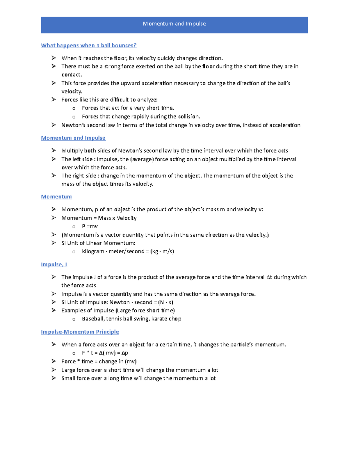 Momentum and Impulse - Lecture notes Chapter 3 - What happens when a ...