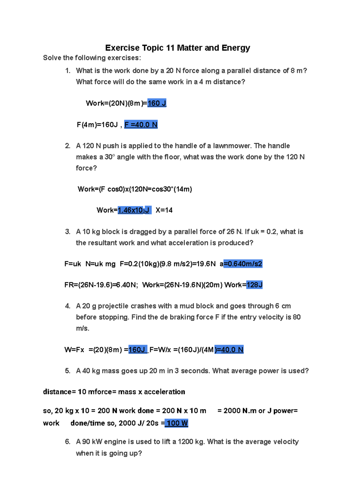 Exercise Topic 11 Matter and Energy Universidad Tecmilenio - Exercise ...