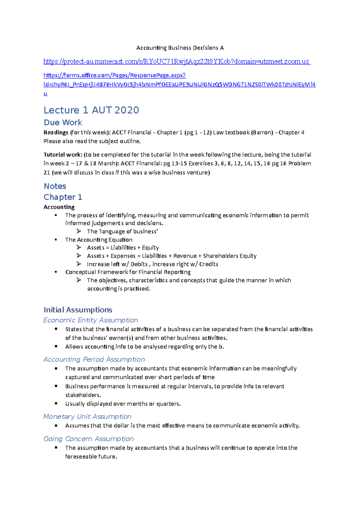 Accounting for Business Decisions A Notes - 022107 - Studocu