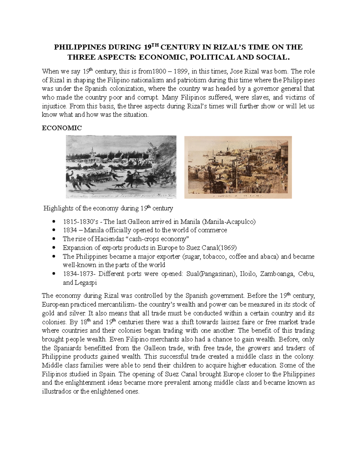 19th Century Rizal's Time PHILIPPINES DURING 19TH CENTURY IN RIZAL’S