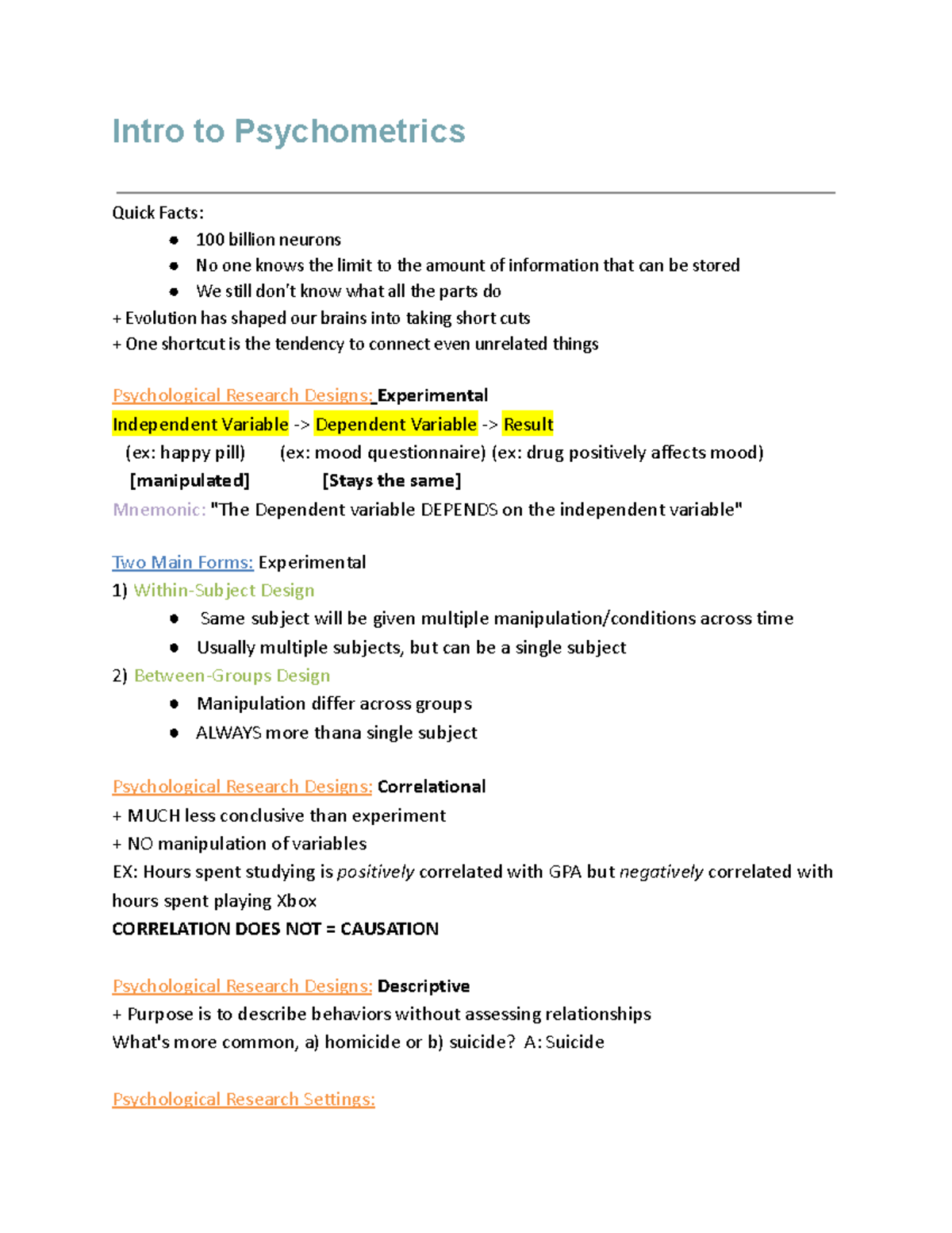 Intro to Psychometrics - Intro to Psychometrics Quick Facts: 100 ...