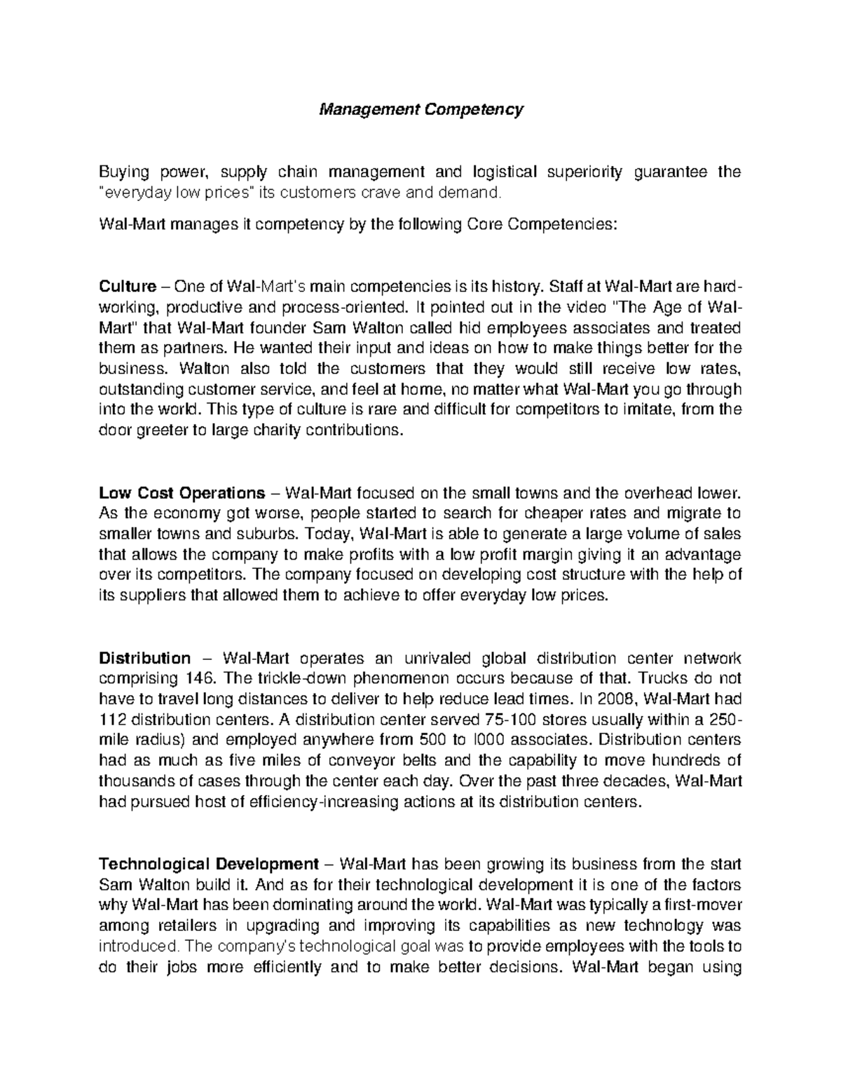 Management Competency of Walmart - Management Competency Buying power ...
