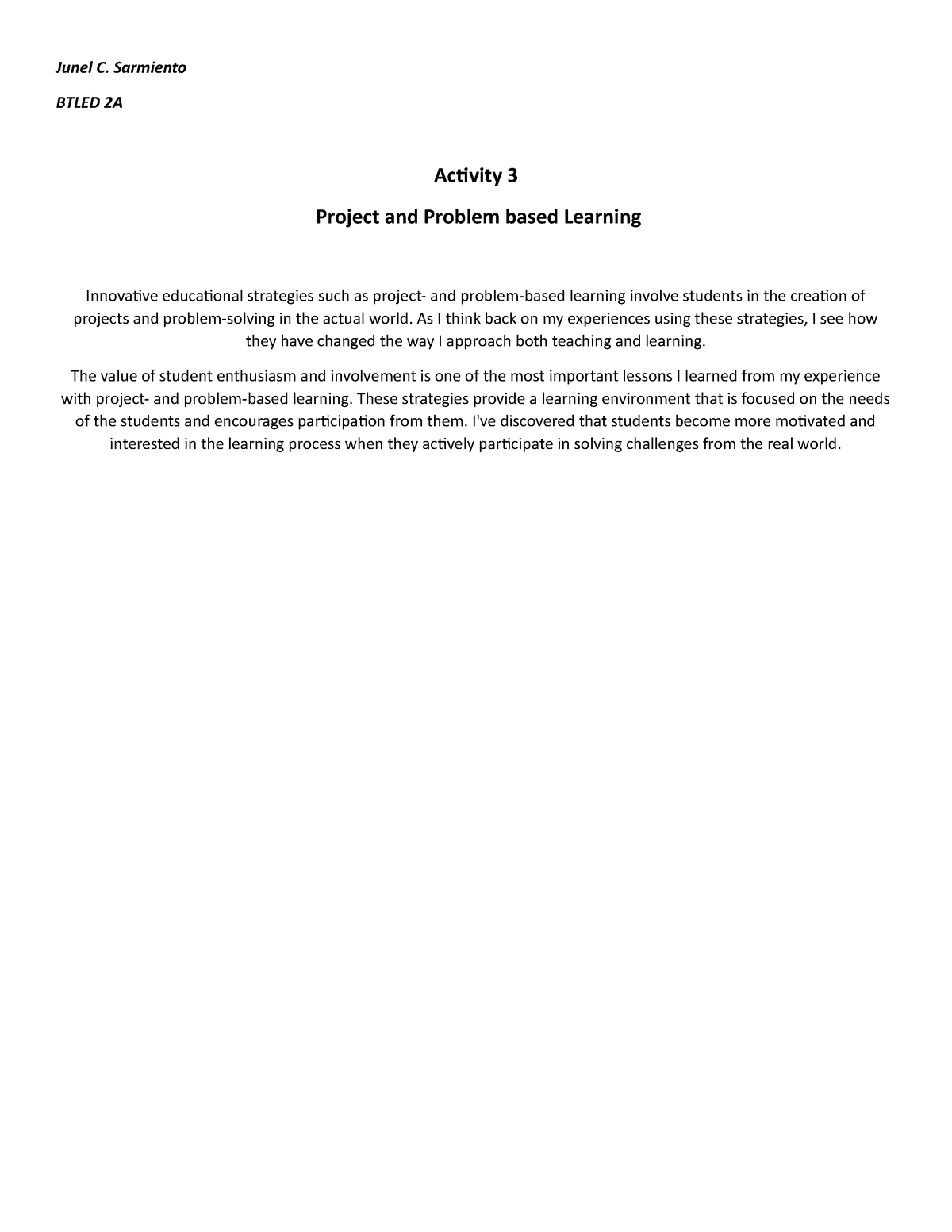 Activity 3 Reflection Paper - Technology For Teaching And Learning 1 ...