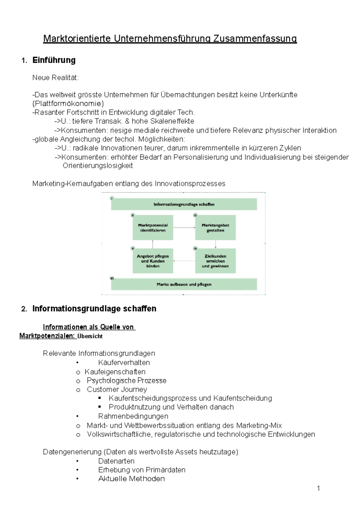 Marktorientierte Unternehmensführung Zusammenfassung - Marktorientierte ...