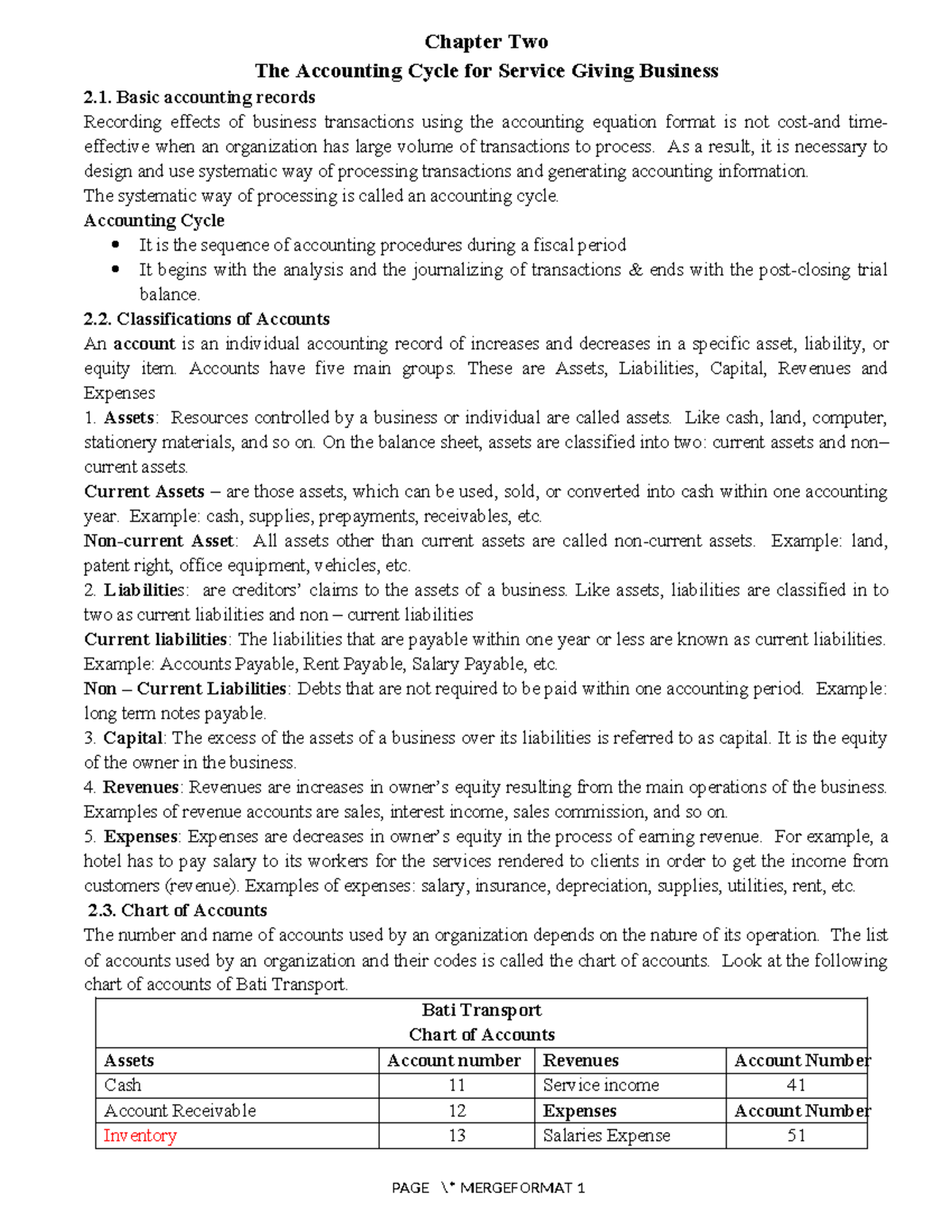 Chap 2 FA I - lecture note in accounting - Chapter Two The Accounting ...