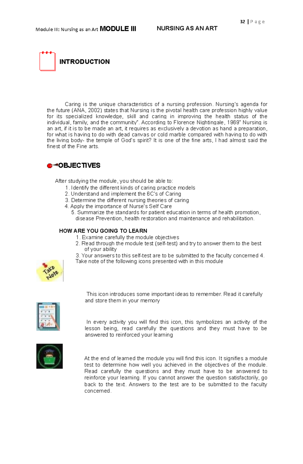 Lesson 1 Caring and Caring practice models - 32 | P a g e Module III ...