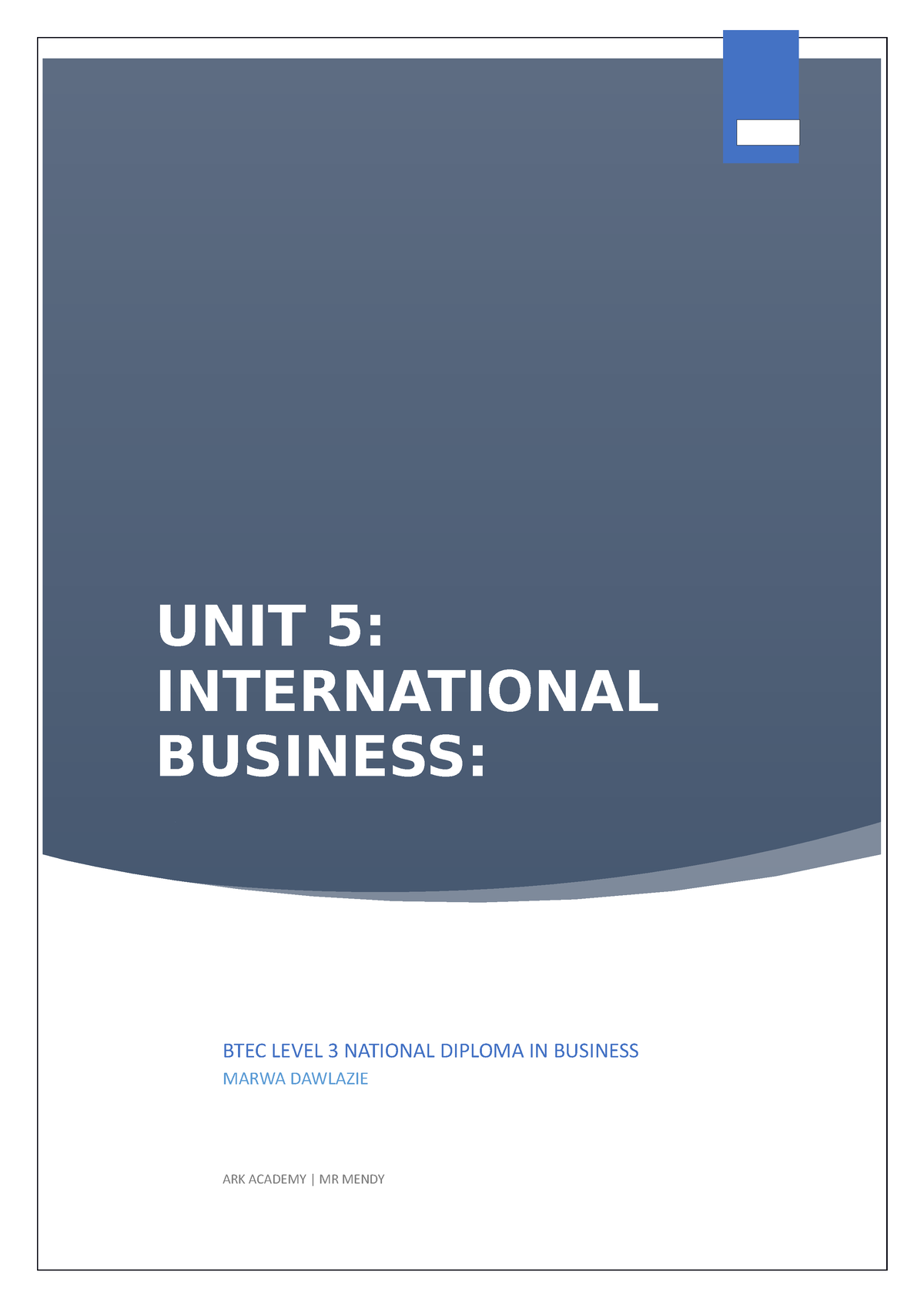 unit 5 international business assignment 1 bmw