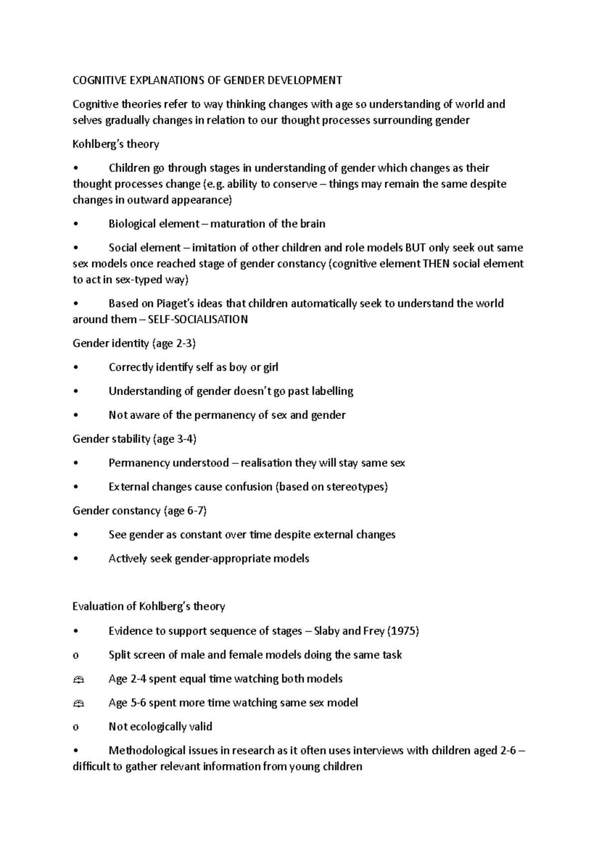 Cognitive Explanations OF Gender Development - DD102 - OU - Studocu