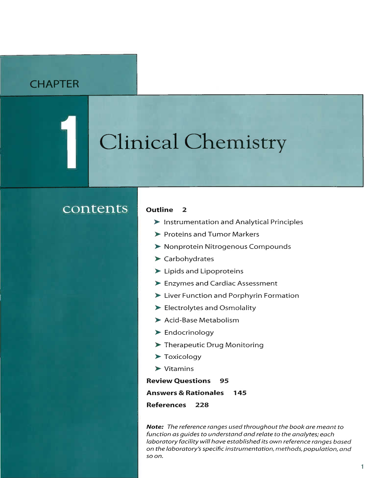 Chapter 01 - Clinical Chemistry - CHAPTER Clinical Chemistry Outline 2 ...