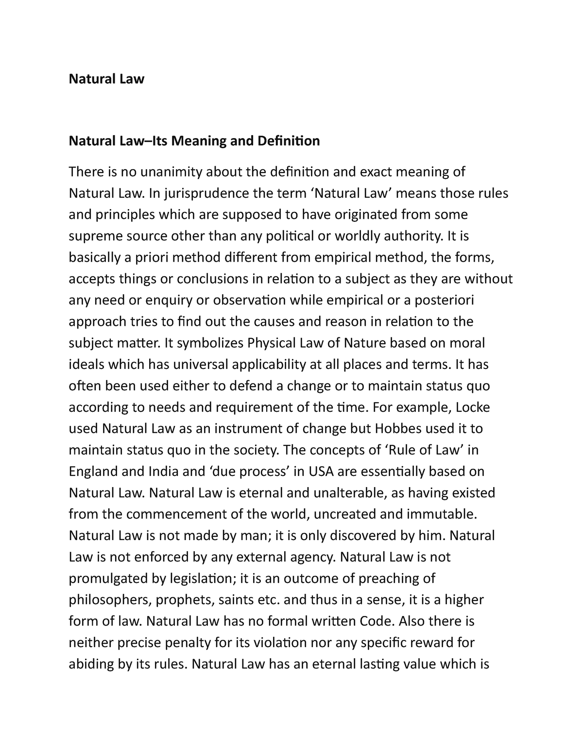 thesis natural law