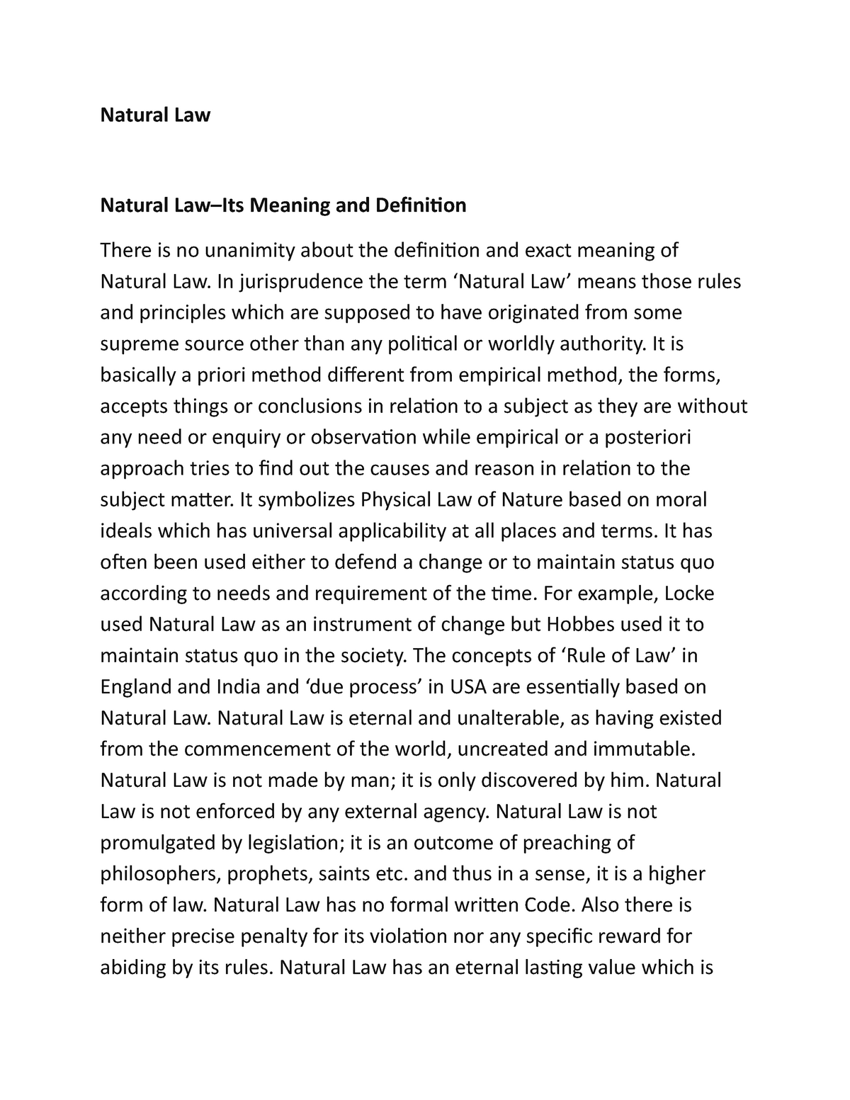 Natural Law School LLB Jurisprudence Natural Law Natural Law Its 