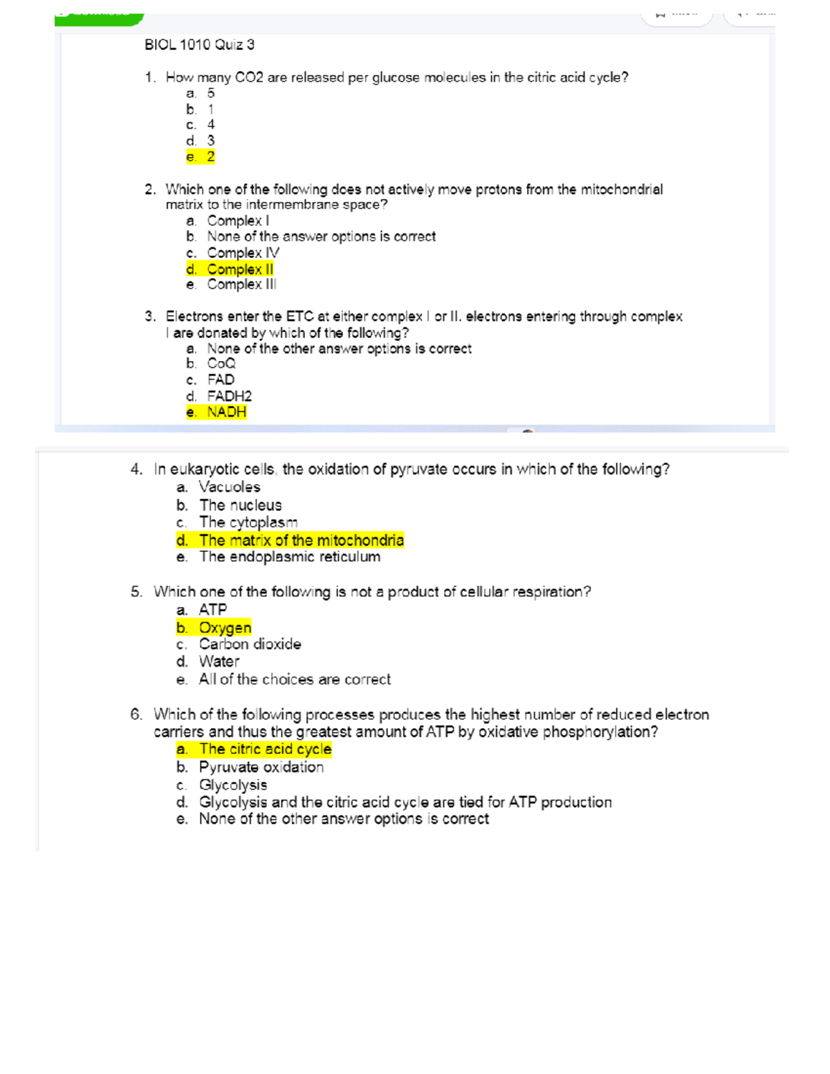 Bio Quiz 3 questions - BIOL1010U - Studocu