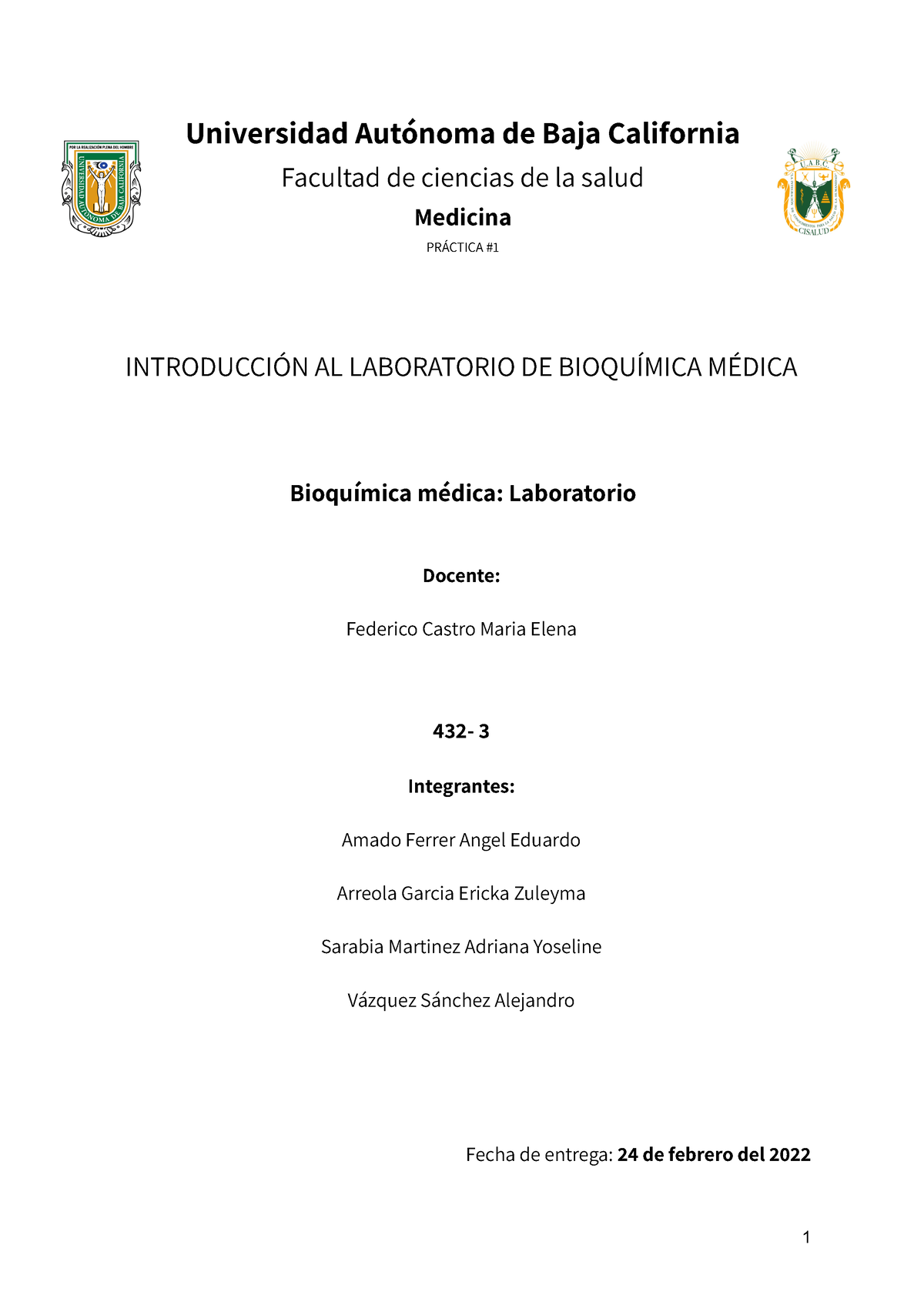 Practica 1- Introducción Al Laboratorio De Bioquímica Medica ...