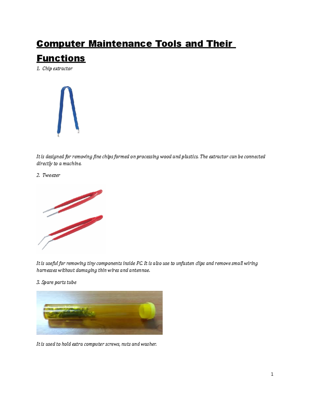 Computer Maintenance Tools and Their Functions Computer Maintenance