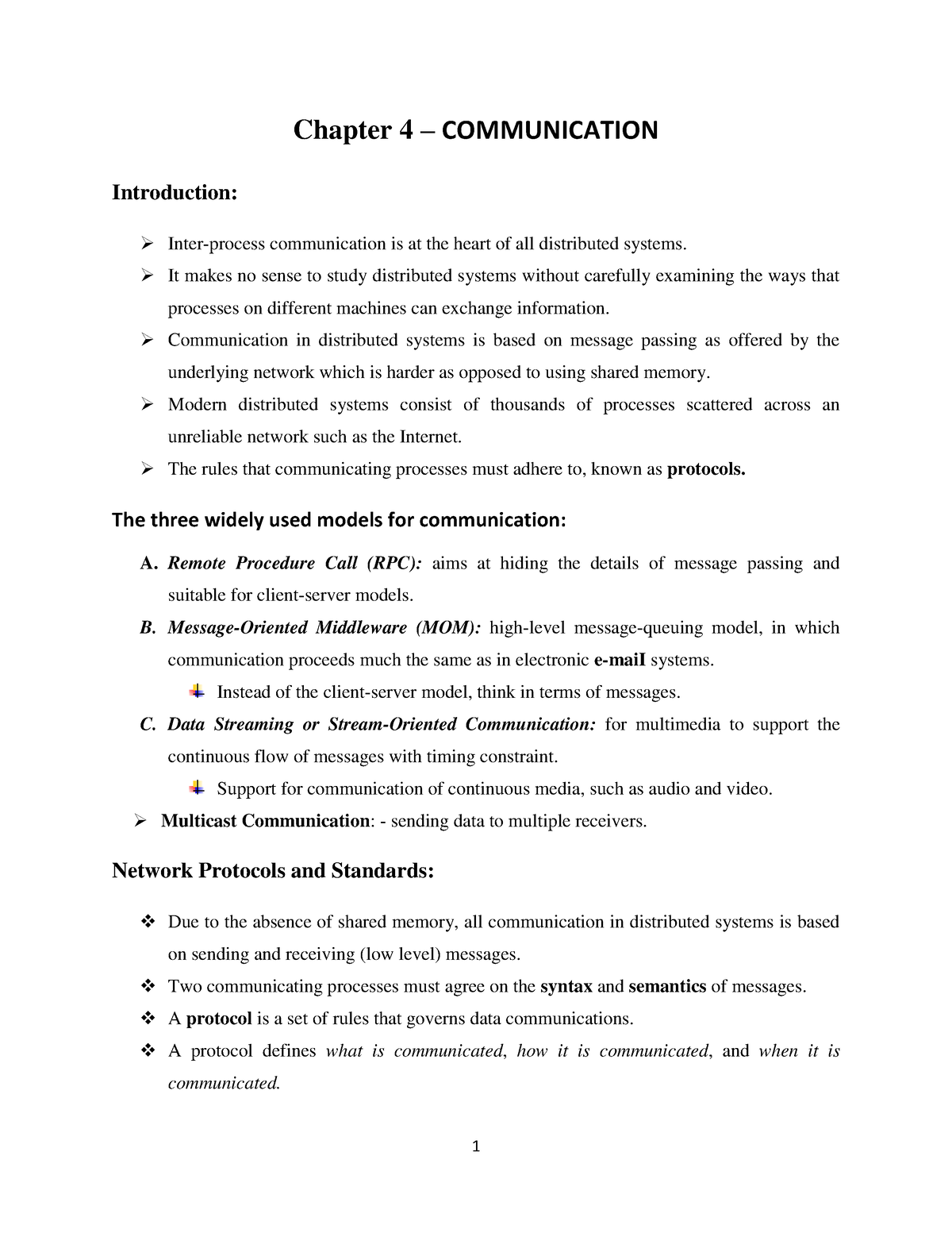 Chapter 4 - Chapter 4 – COMMUNICATION Introduction: Inter-process ...