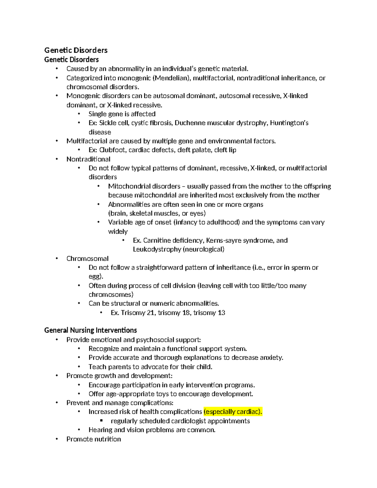 Disorders Notes Disorders Disorders