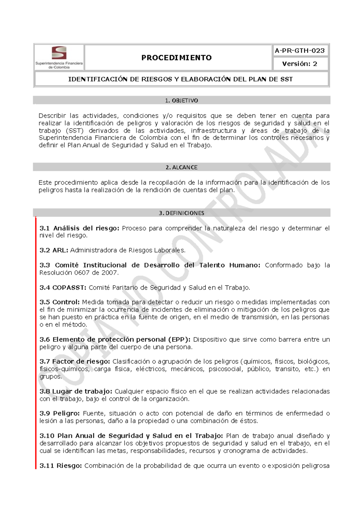 Procedimiento Identificaci¿n De Riesgos Y Elaboraci¿n Del Plan De Sst ...