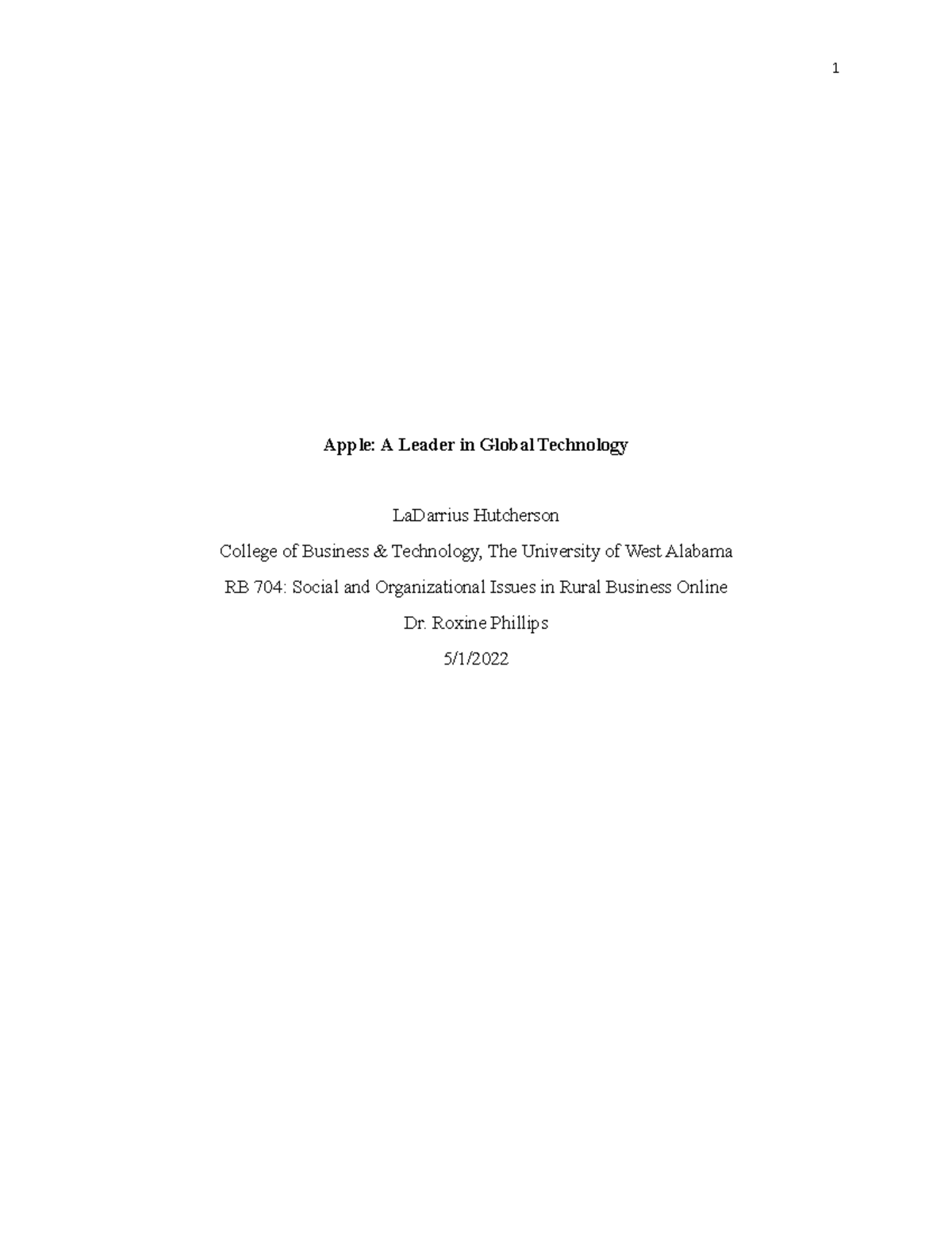 Apple module 7 paper .edited - Apple: A Leader in Global Technology ...