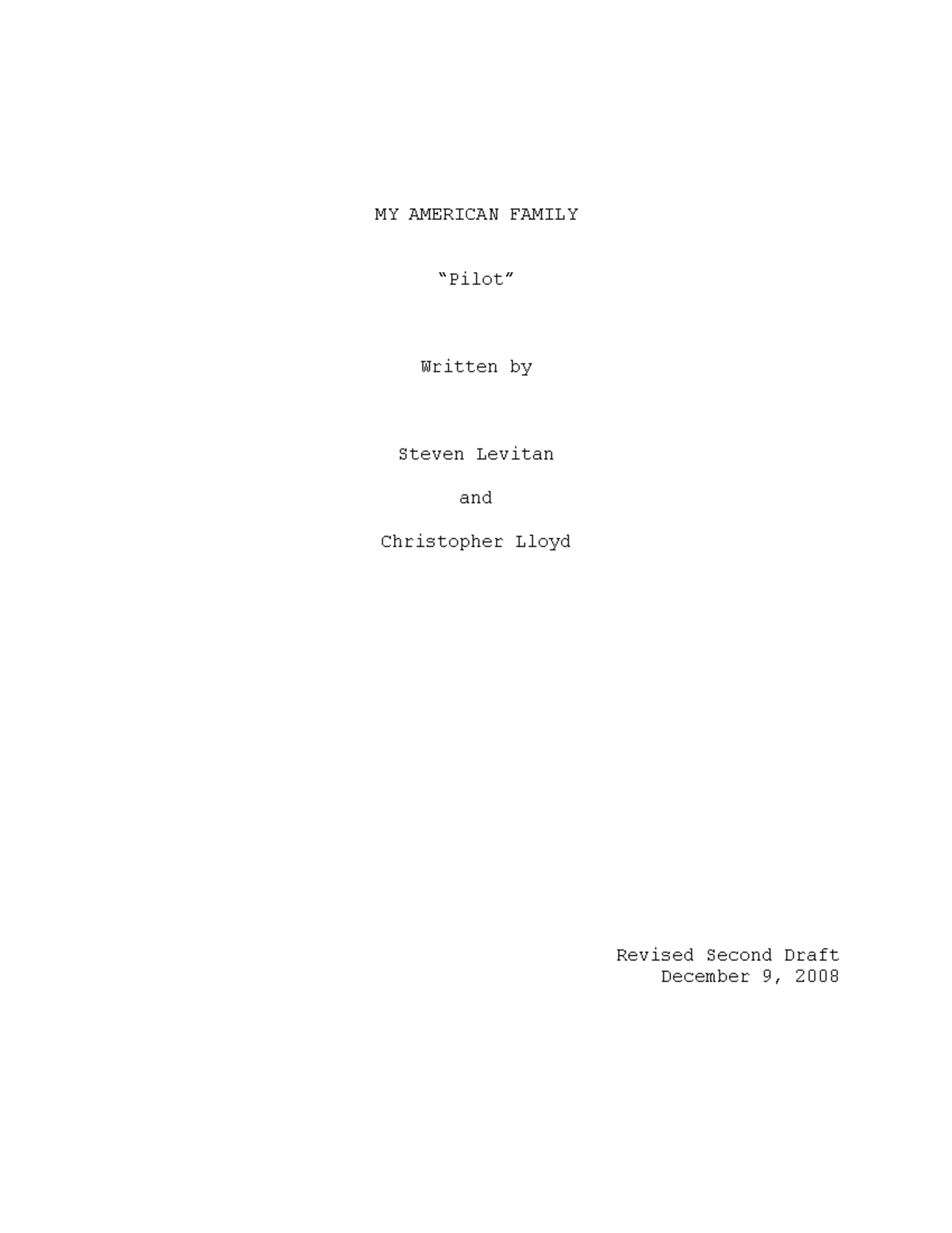 Modern Family pilot script aka My American Family - MY AMERICAN FAMILY ...