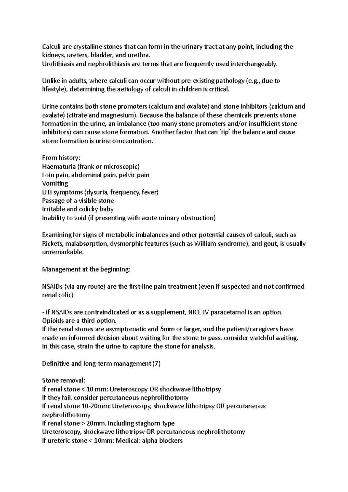 Kidney stones - Notes on nursing - Calculi are crystalline stones that ...