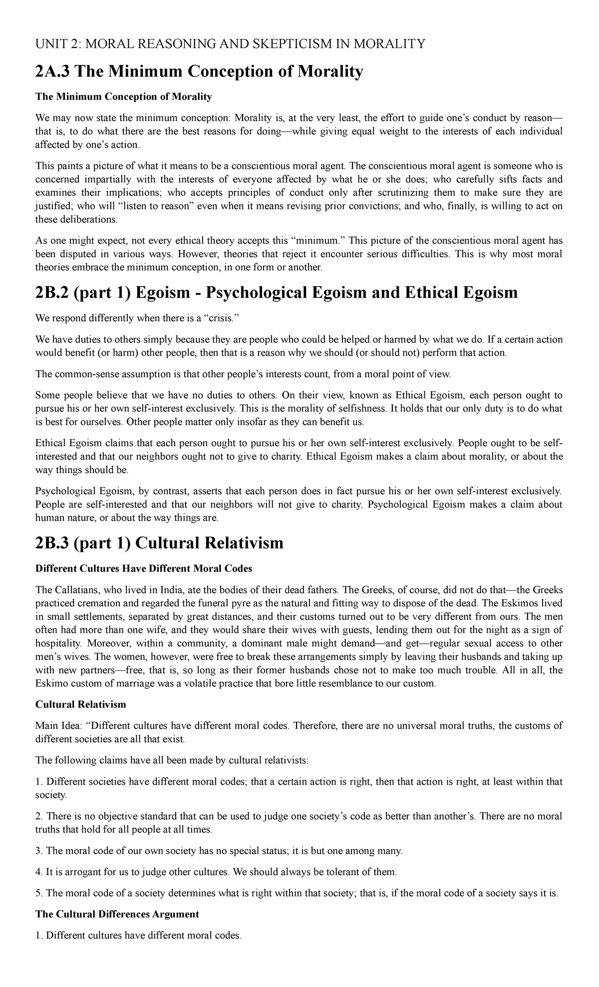 UNIT 2. Moral Reasoning AND Skepticism IN Morality - Ethics - TIP - Studocu