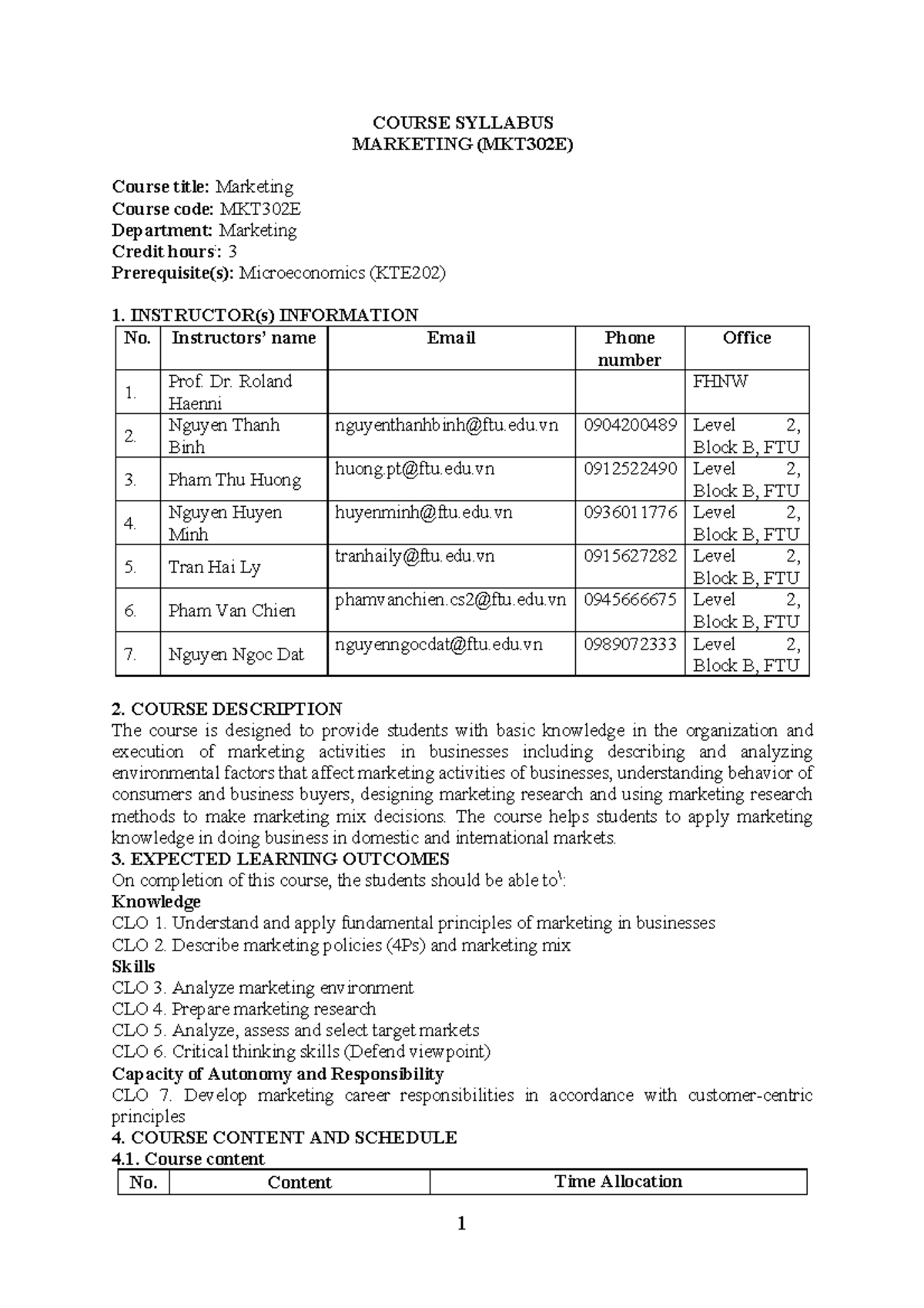 16 - Marketing - MKT302E - COURSE SYLLABUS MARKETING (MKT302E) Course ...