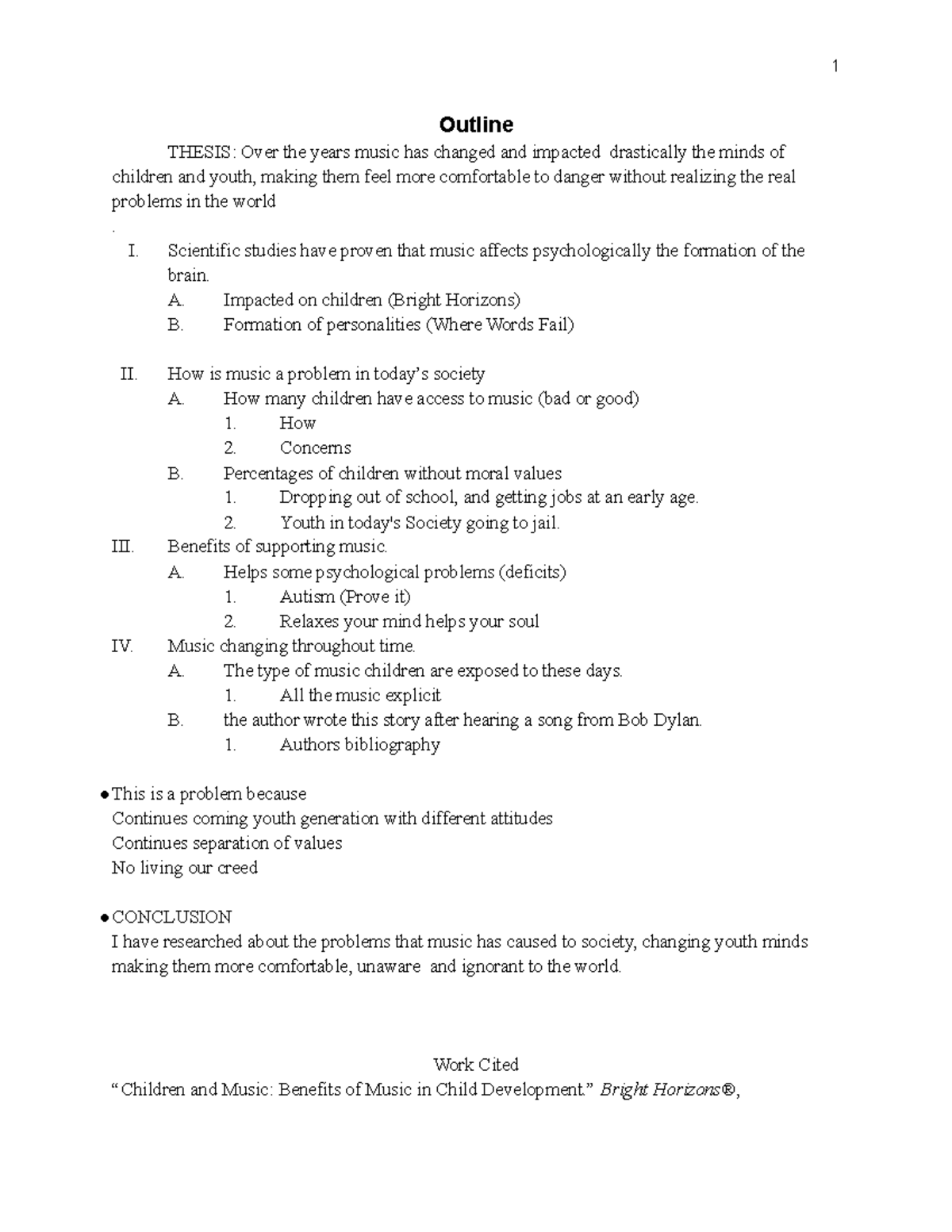 Outline - 1 Outline THESIS: Over the years music has changed and ...