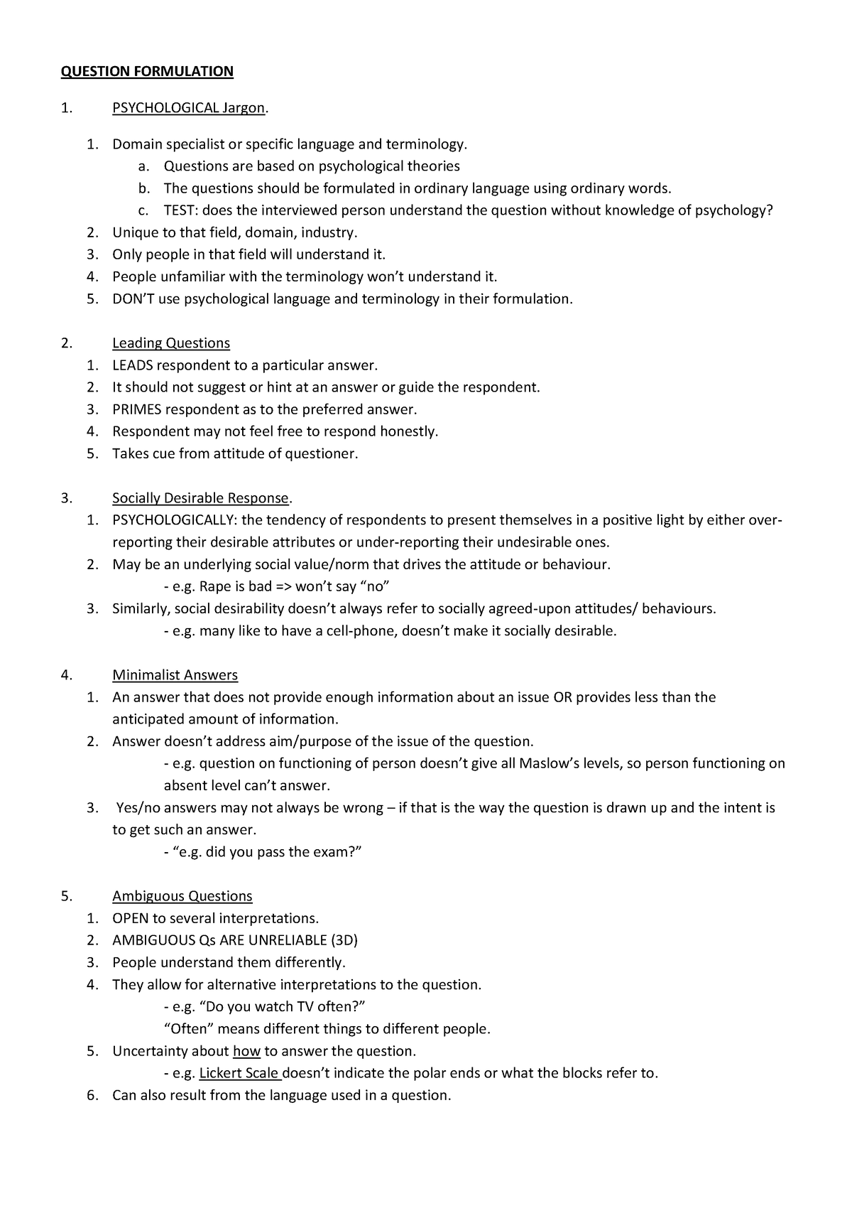 Criteria related to question formulation - QUESTION FORMULATION ...