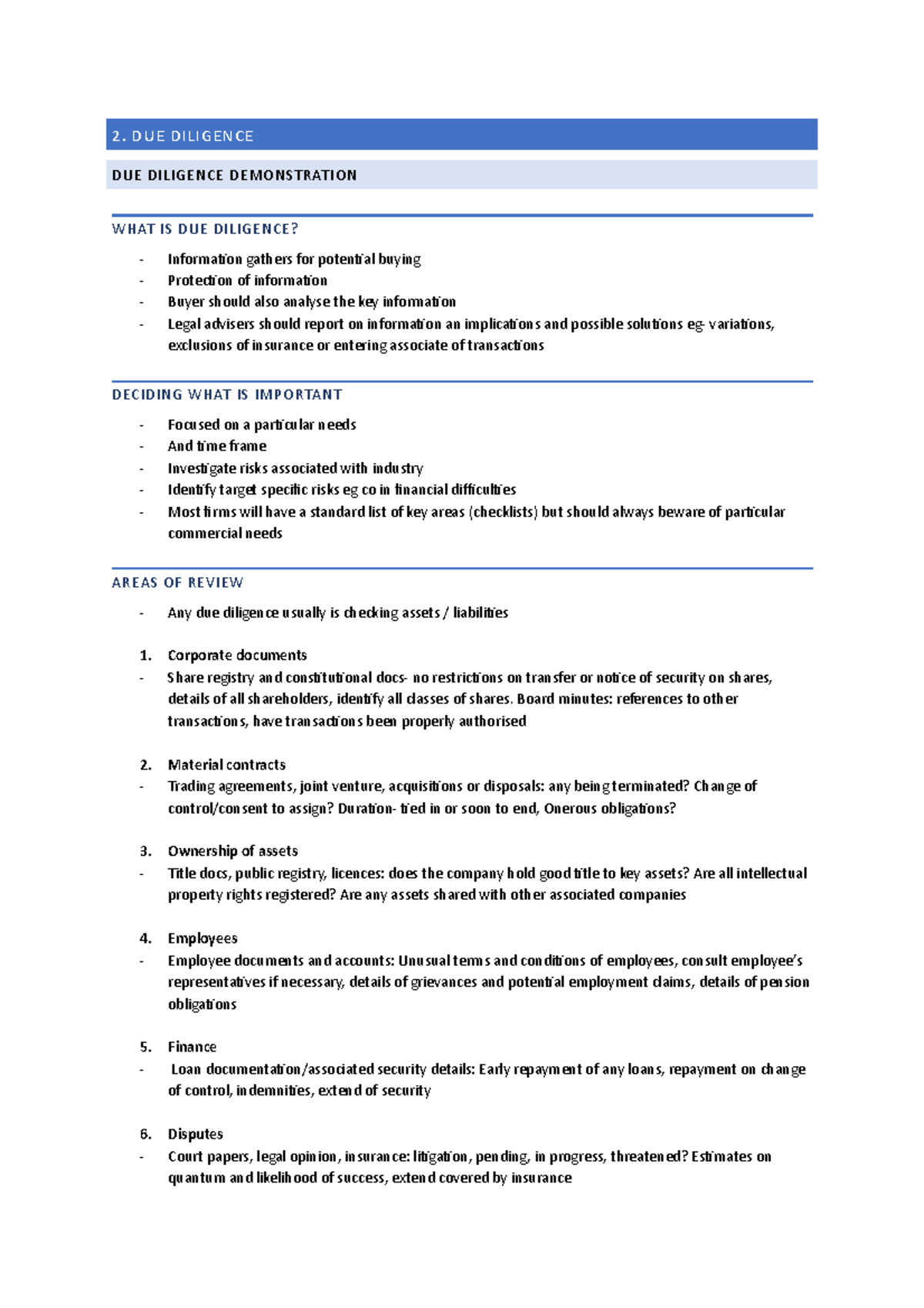 WS2. DUE Diligence - 2. DUE DILIGENCE DUE DILIGENCE DEMONSTRATION WHAT ...