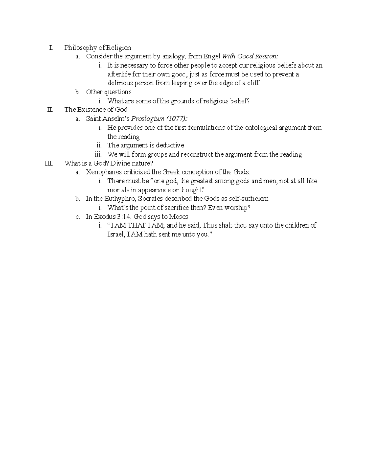 Ontological Argument - Todd Kukla - I. Philosophy of Religion a ...