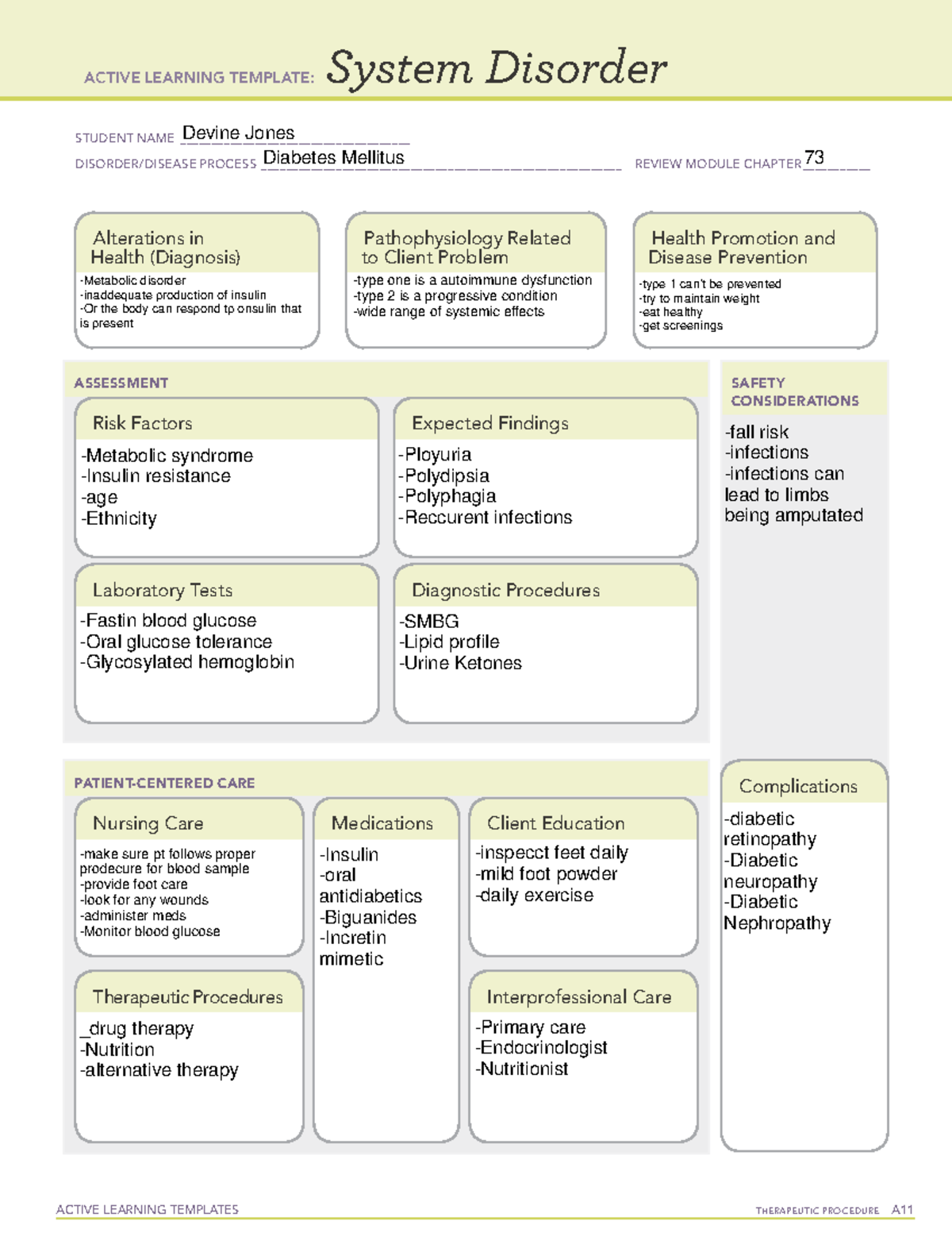 Diabetes sys Dis - system disorder - ACTIVE LEARNING TEMPLATES ...