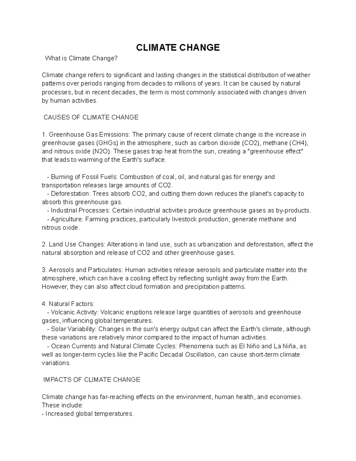 Climate Change - ..................... - CLIMATE CHANGE What is Climate ...