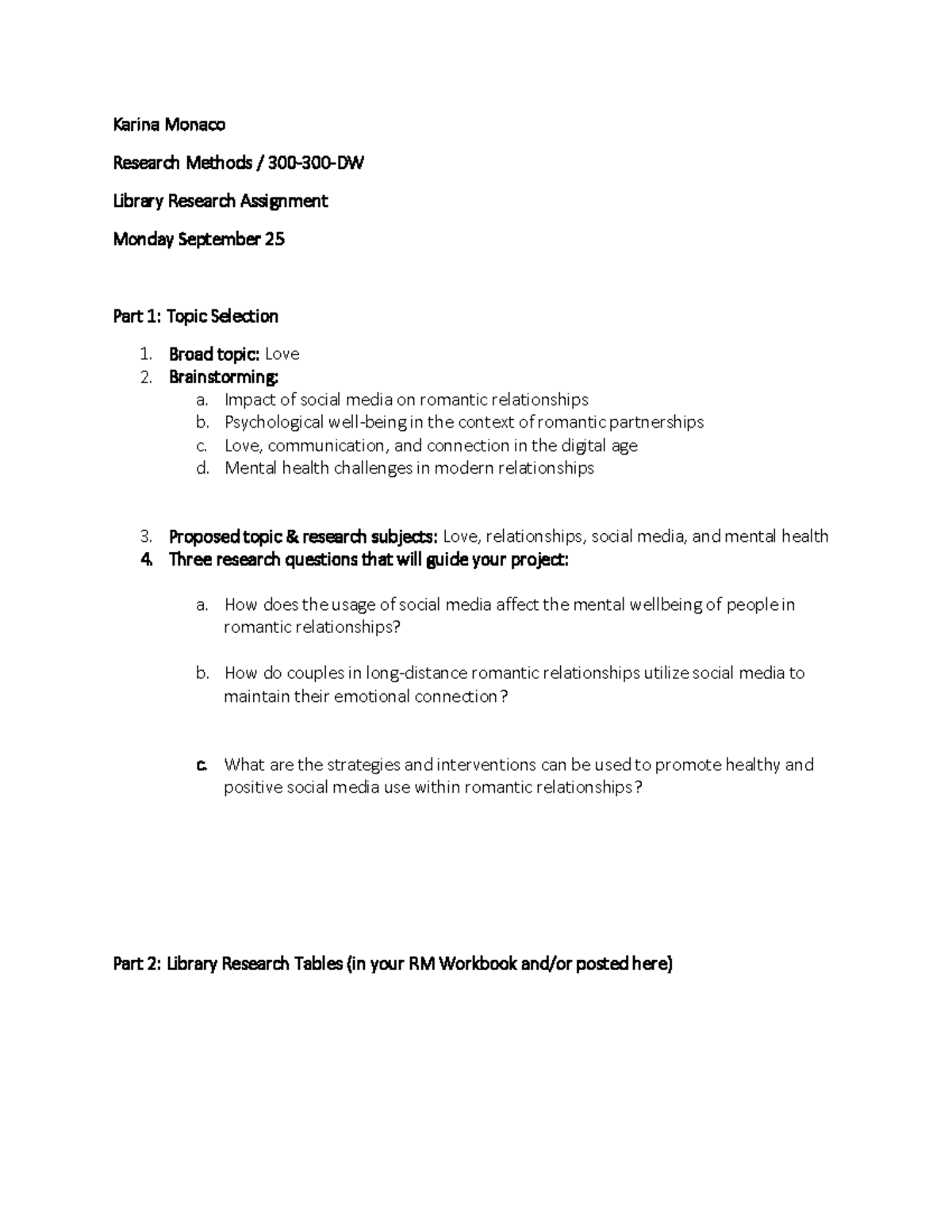 Library Research Template - Karina Monaco Research Methods / 300 - 300 ...