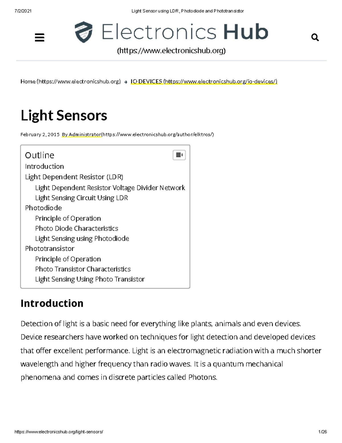 Light Sensor using LDR, Photodiode and Phototransistor copy - Home ...