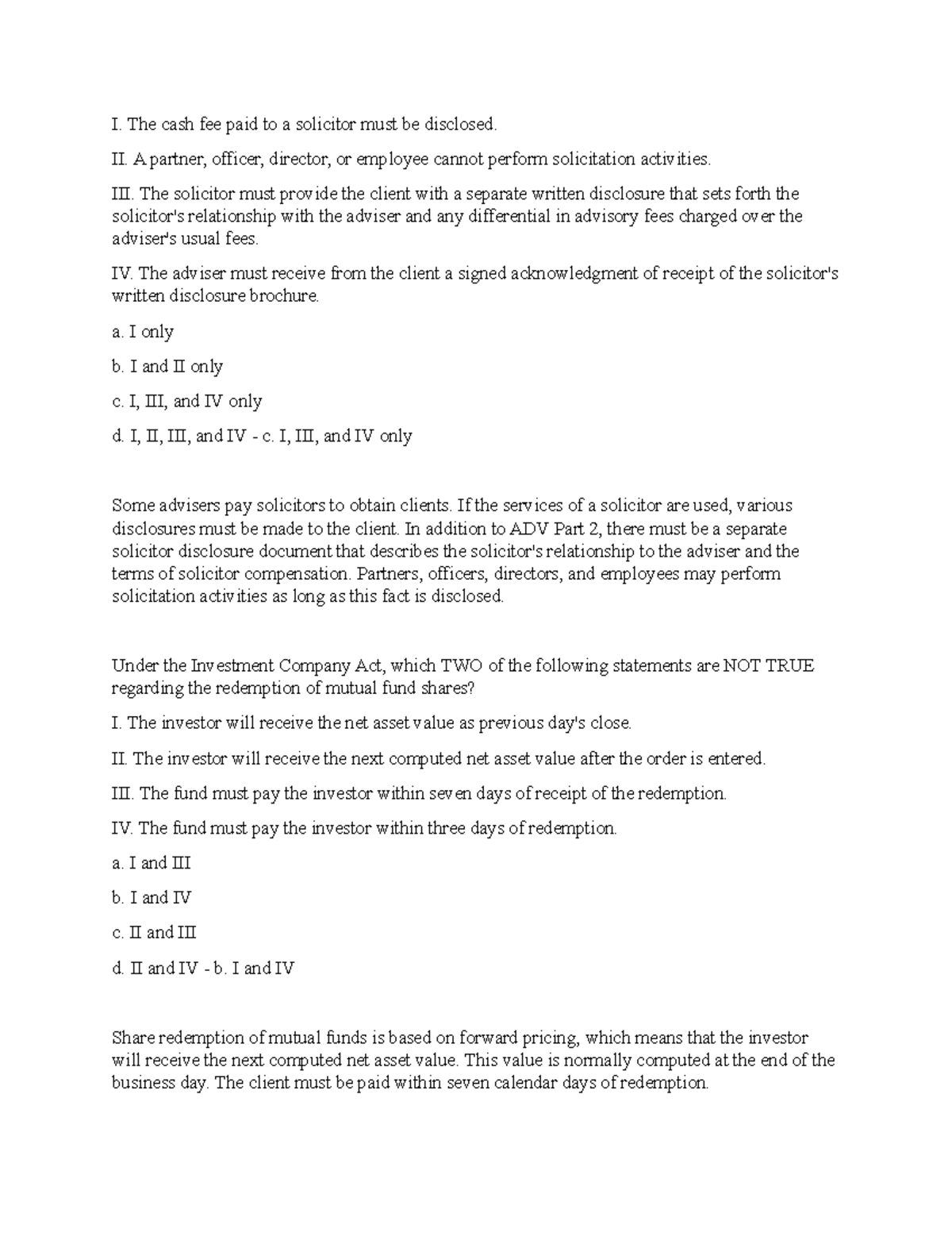 Note 37 - series 66 - I. The cash fee paid to a solicitor must be ...