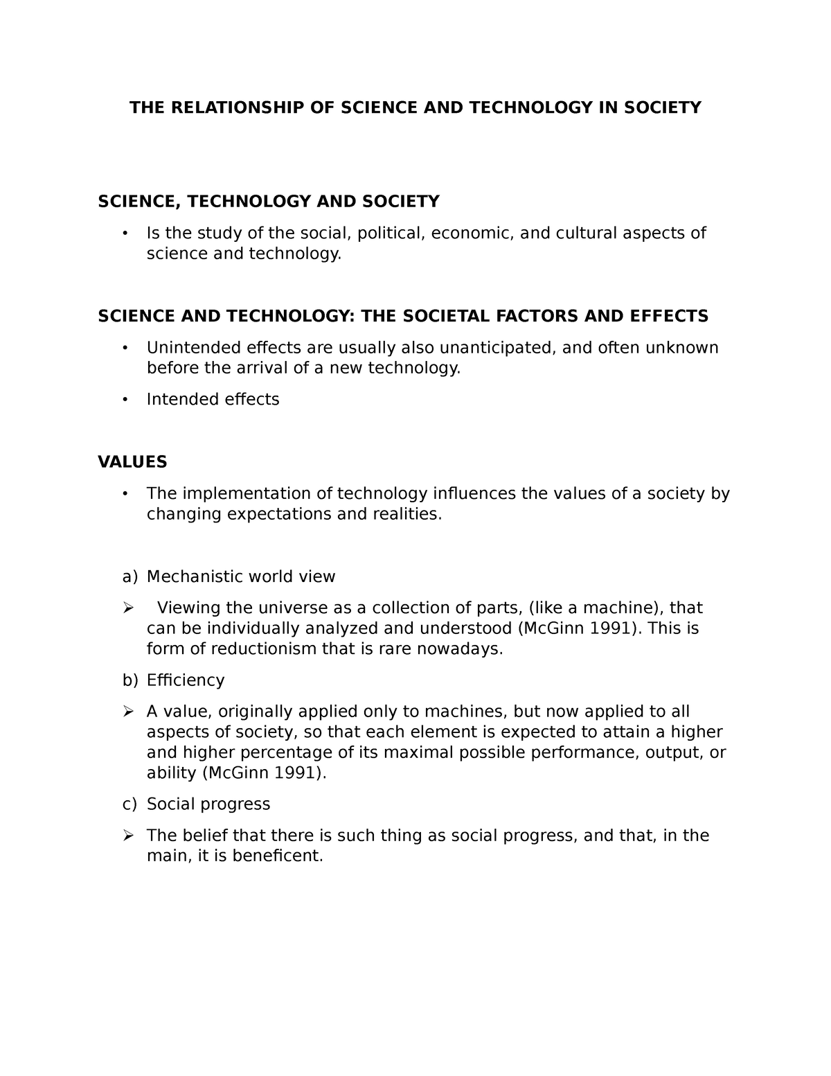 THE Relationship OF Science AND Technology IN Society - THE ...