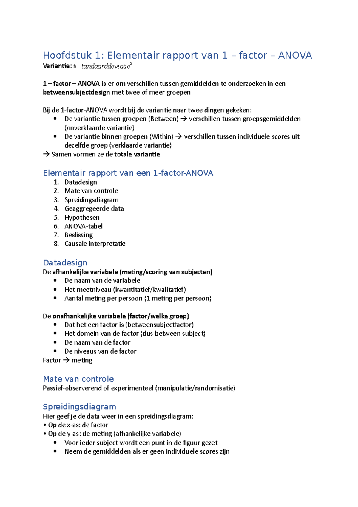 Statistiek 2a Hoofstuk 1 Anova Radboud Universiteit - Statistiek B ...