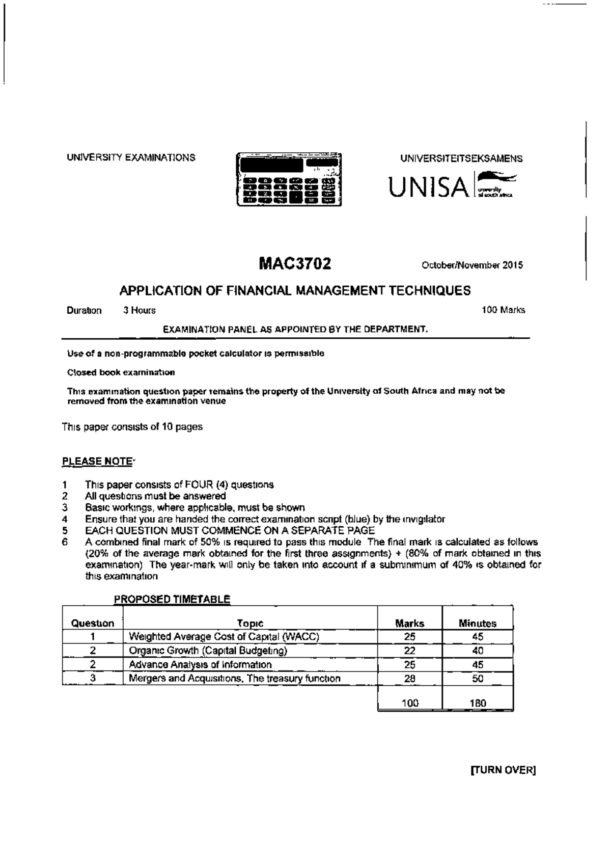 MAC3702 2015 10 E 1 - the notes will assist in studying and passing the ...