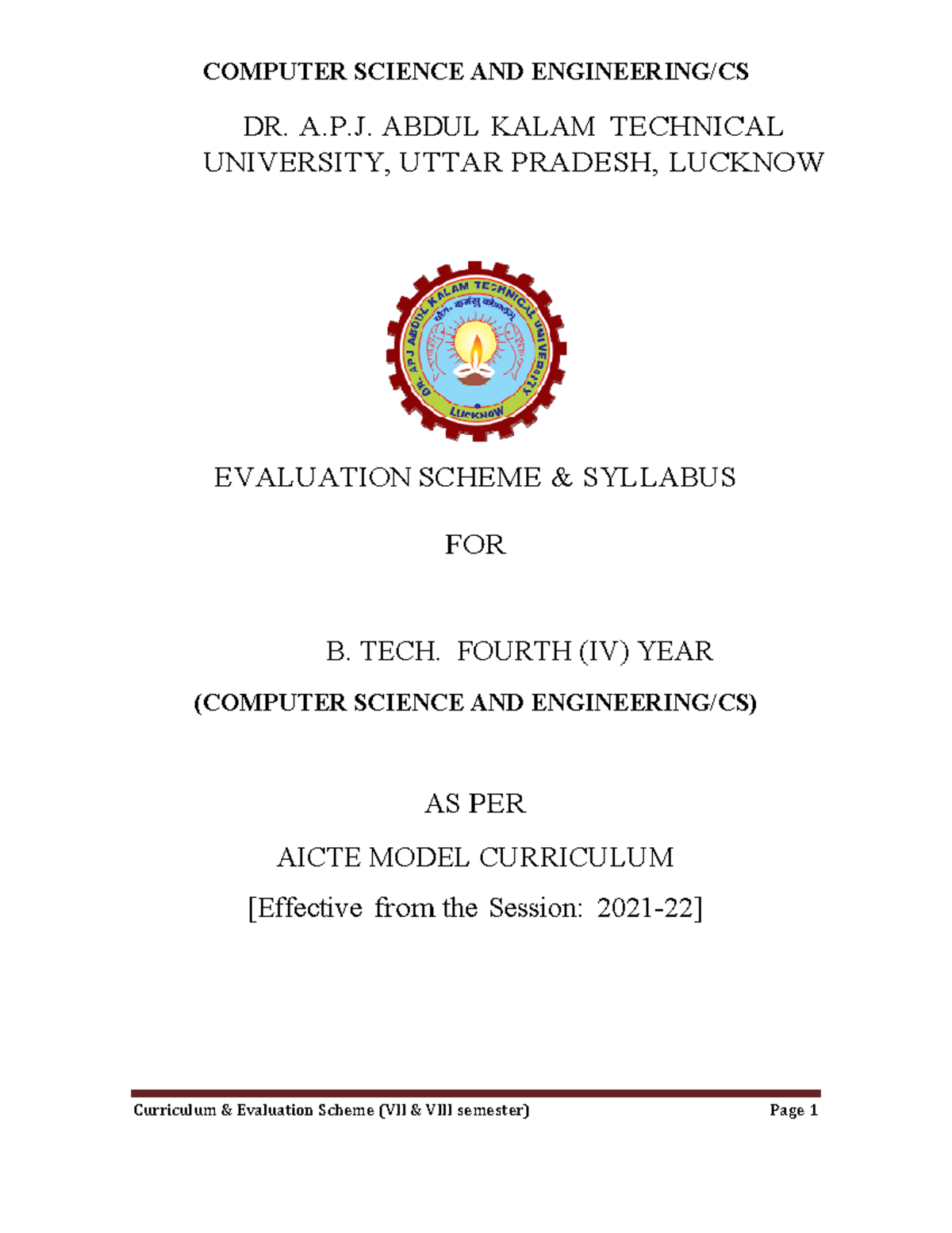 BTech CS 4th Year Syllabus - DR. A.P. ABDUL KALAM TEC H N I C A L ...