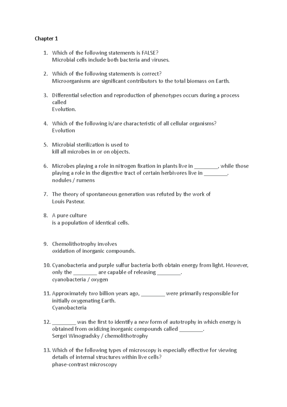 Microbiology Chapter 1 MCQ - Chapter 1 Which of the following ...