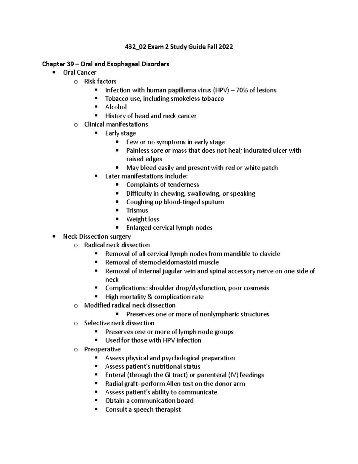 Exam 2 Study Guide - 432_02 Exam 2 Study Guide Fall 2022 Chapter 39 ...