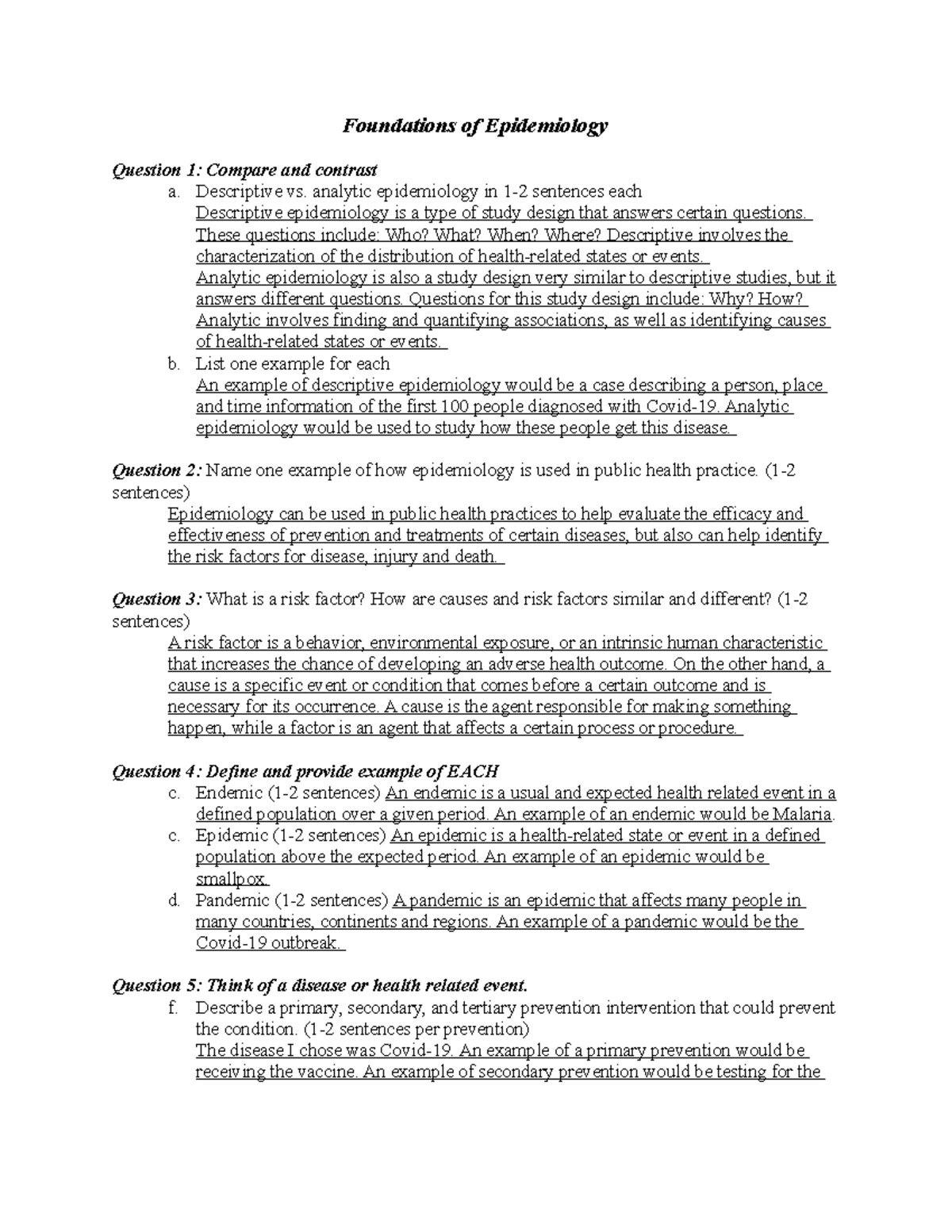 Task 1 Epidemiology and Biostatistics Foundations of Epidemiology