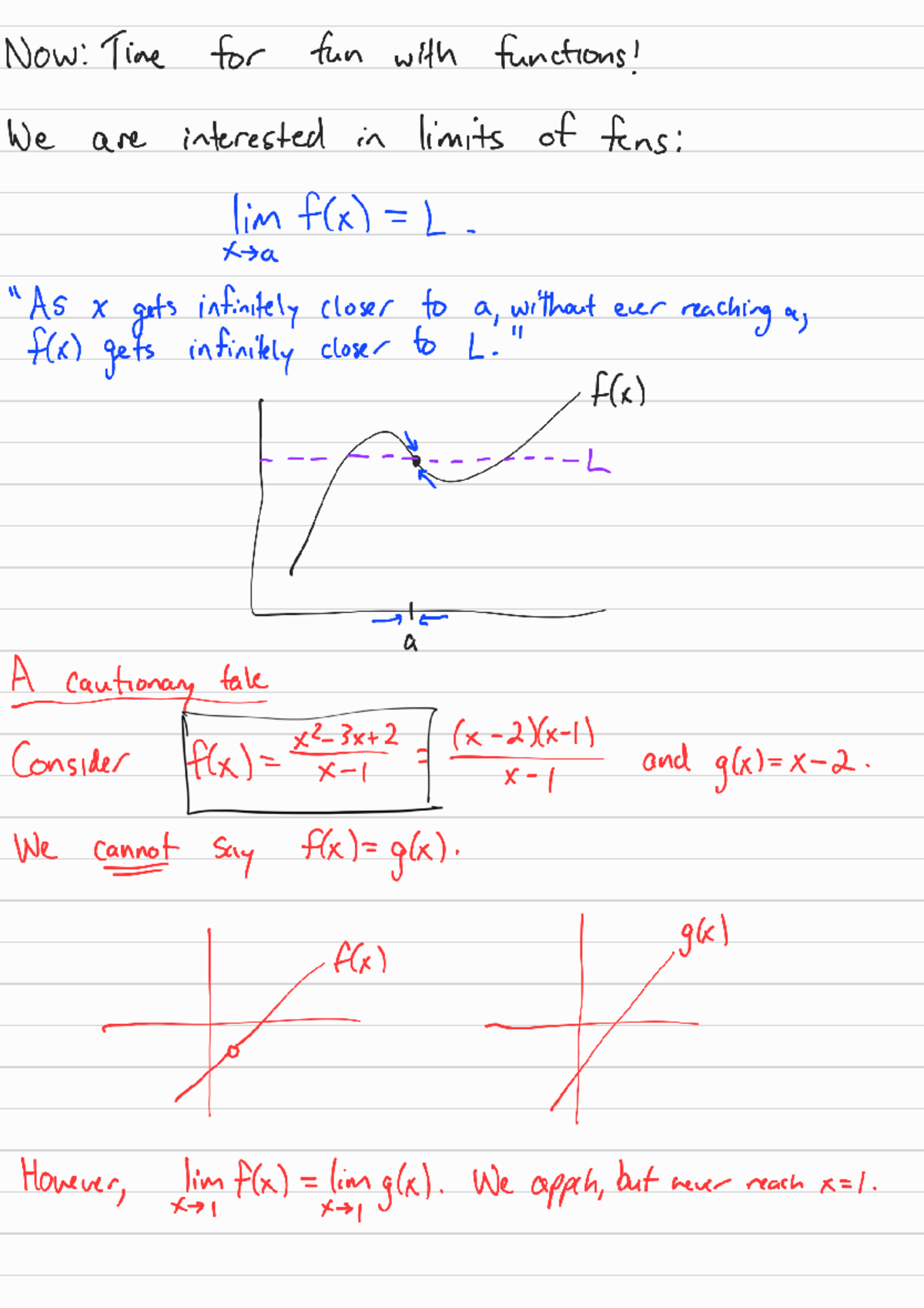 Lec 9 MATH137 NOTES - Now: Time for fun with functions! We are ...