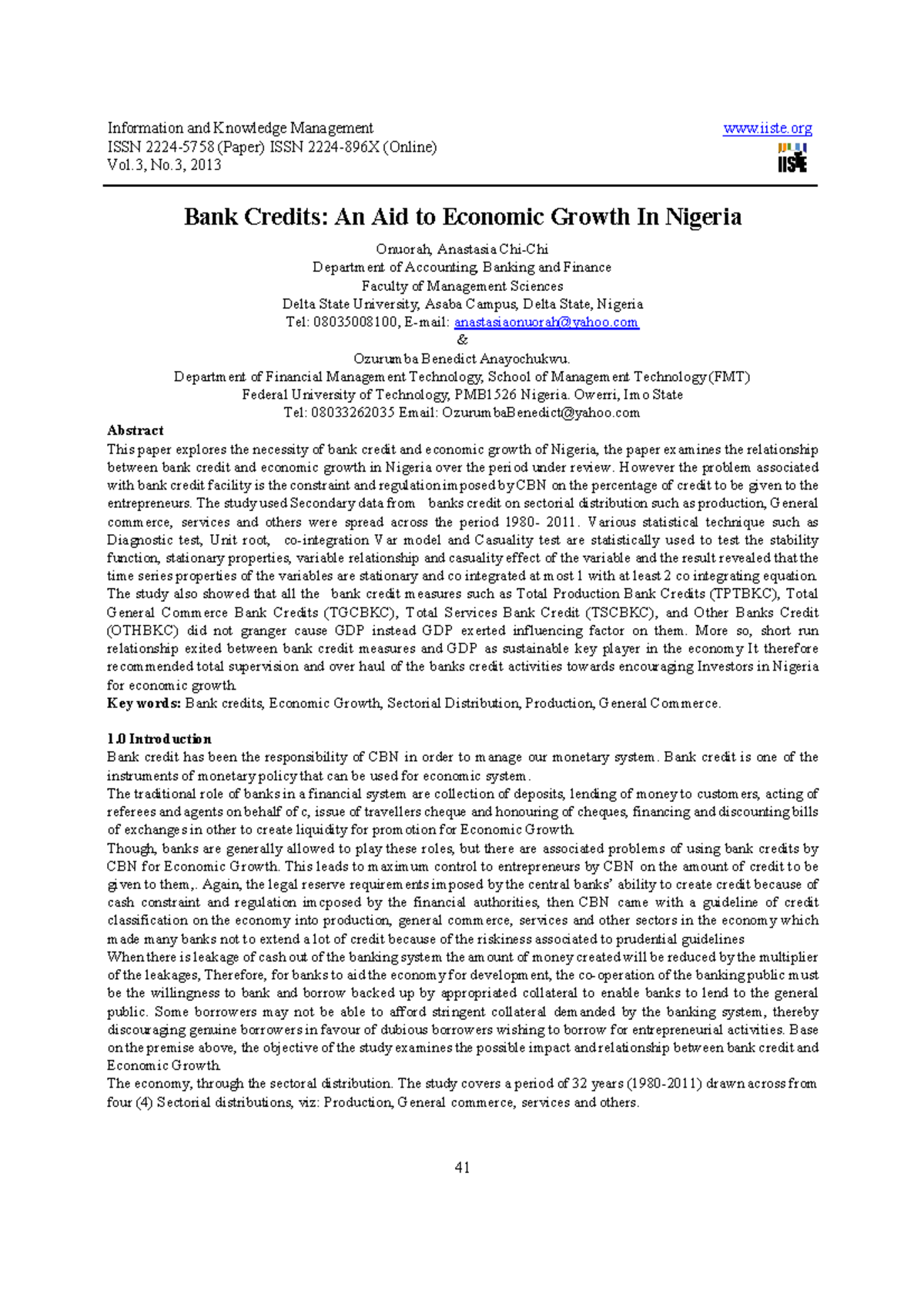 International Journals Call for papers ISSN 22245758 (Paper) ISSN