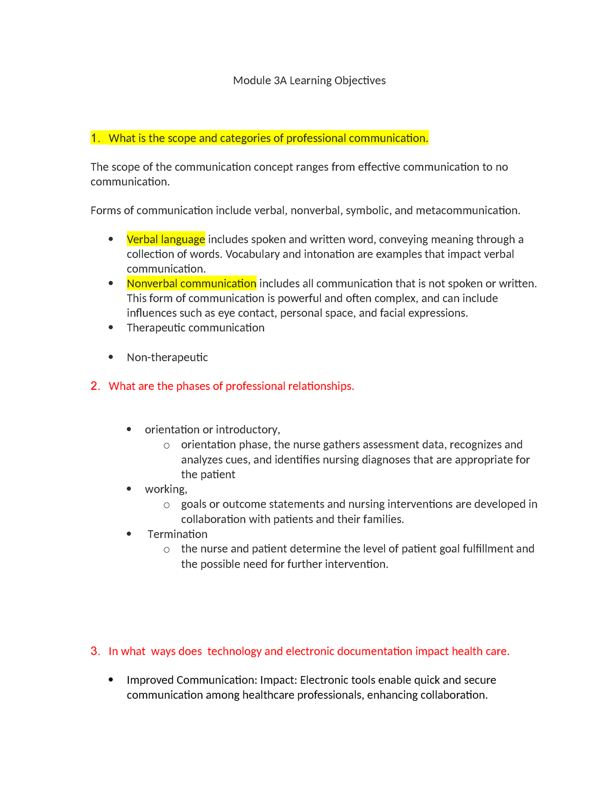 Learning Objectives Module 3A - Module 3A Learning Objectives 1. What ...