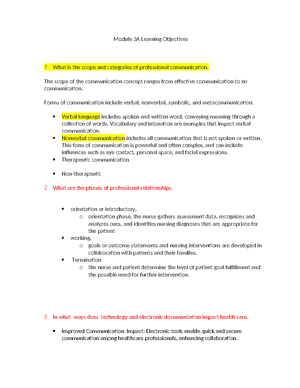 Module 4 A Learnign Objectives - Module 4A Learning Objectives Define ...