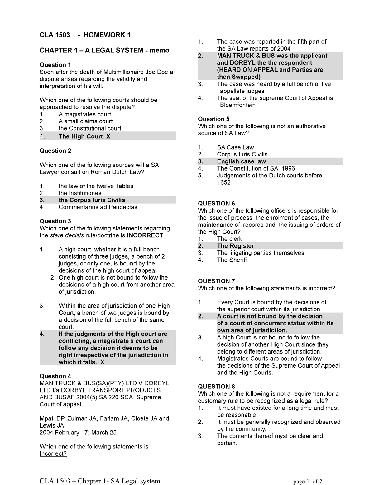 cla-1503-chapter-1-sa-legal-system-memo-cla-1503-homework-1-chapter