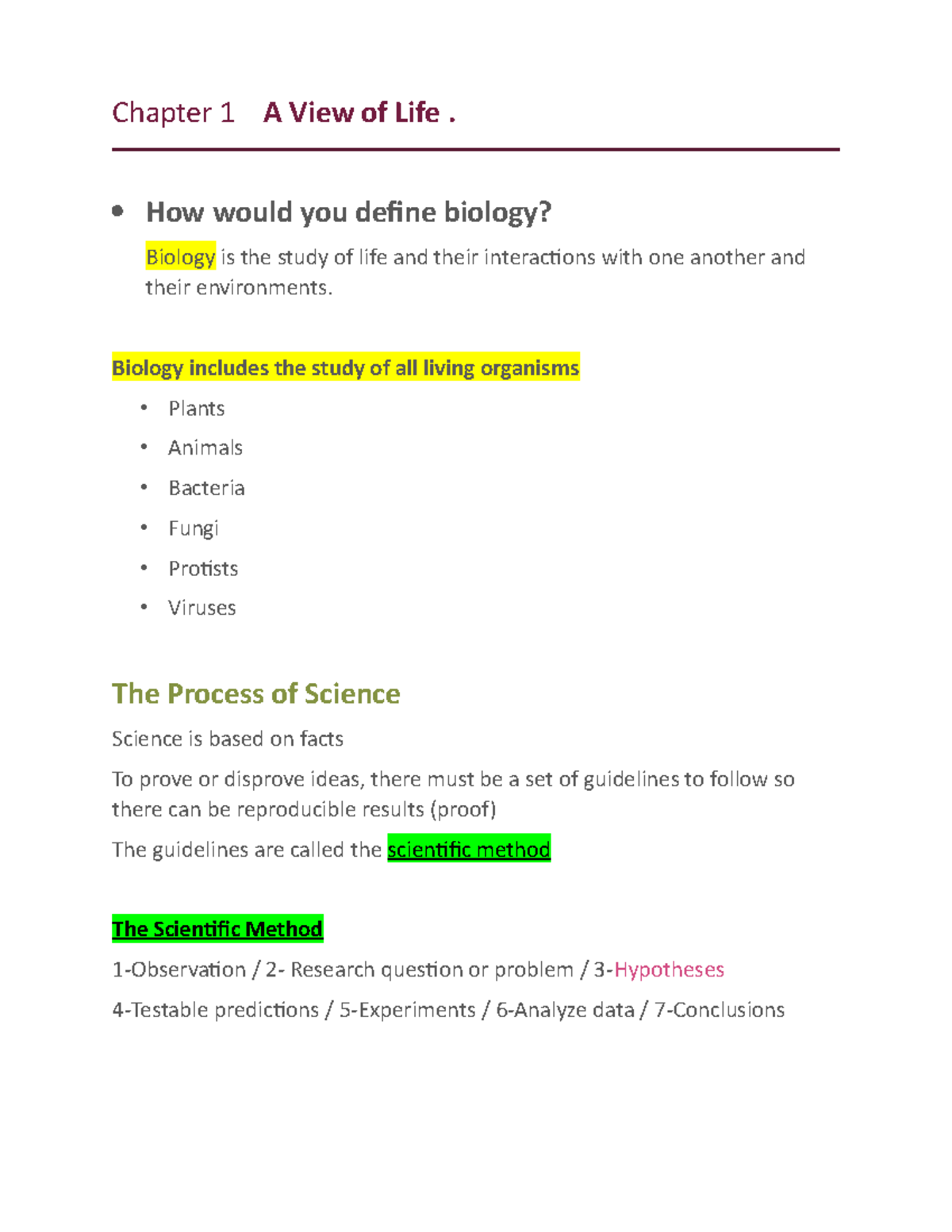 Biology 1 chapter 1 part A Chapter 1 A View of Life. How would you